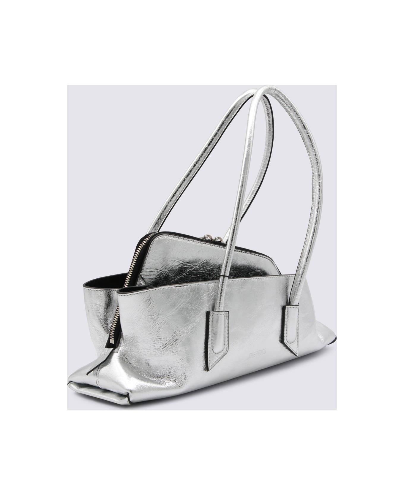 The Attico Silver Leather La Passeggiata Top Handle Bag - Silver