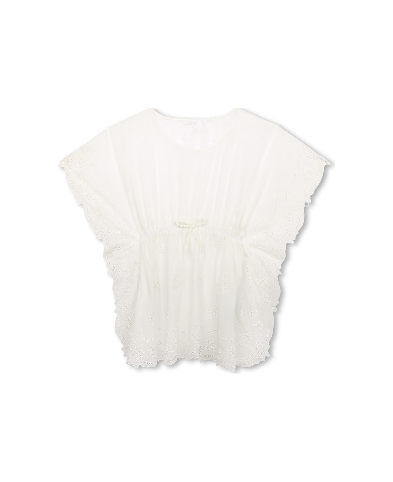 Chloé White Sleeveless Dress With Ruffles And Stars - White