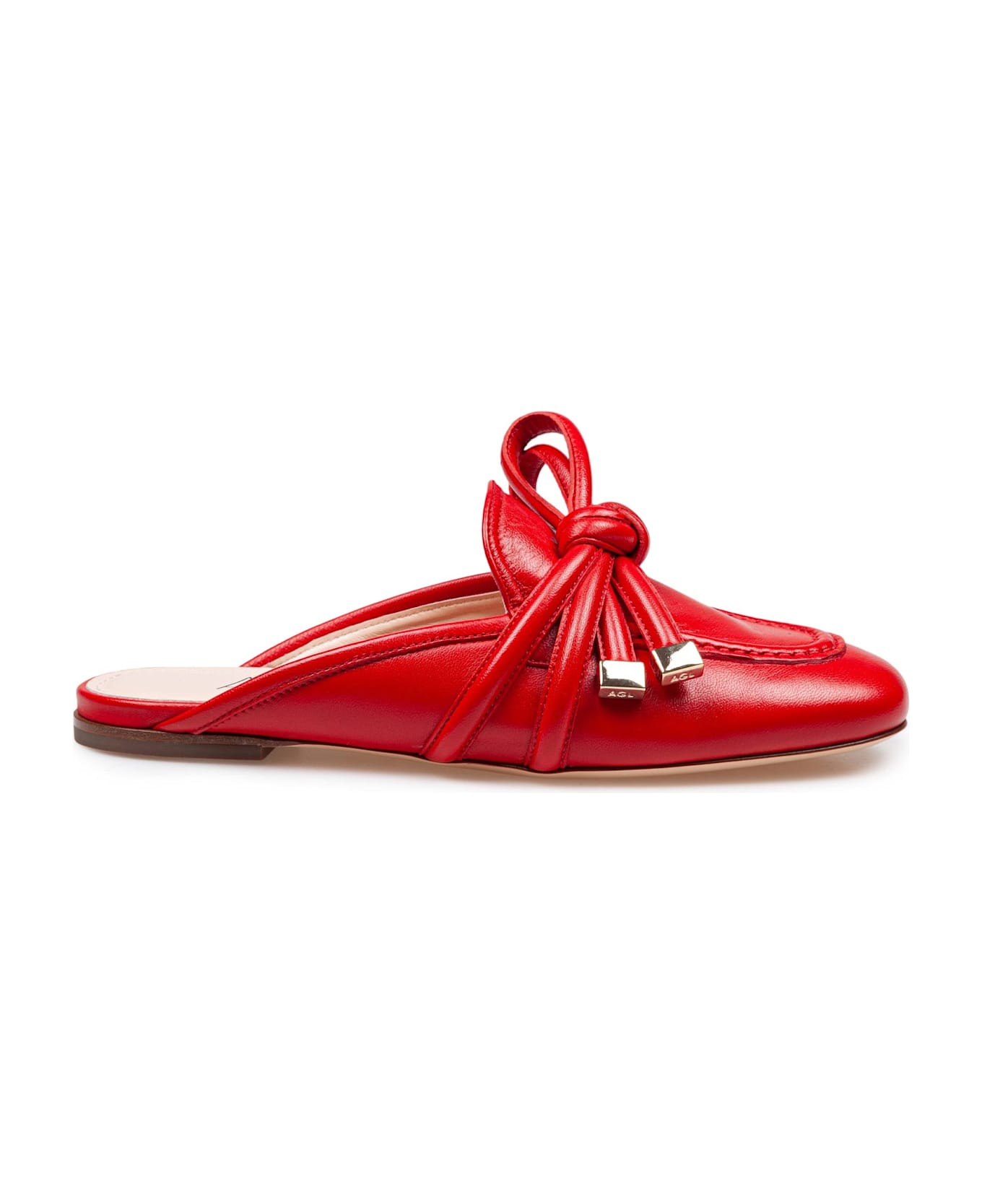 AGL Mule Ribbon In Leather Color Red