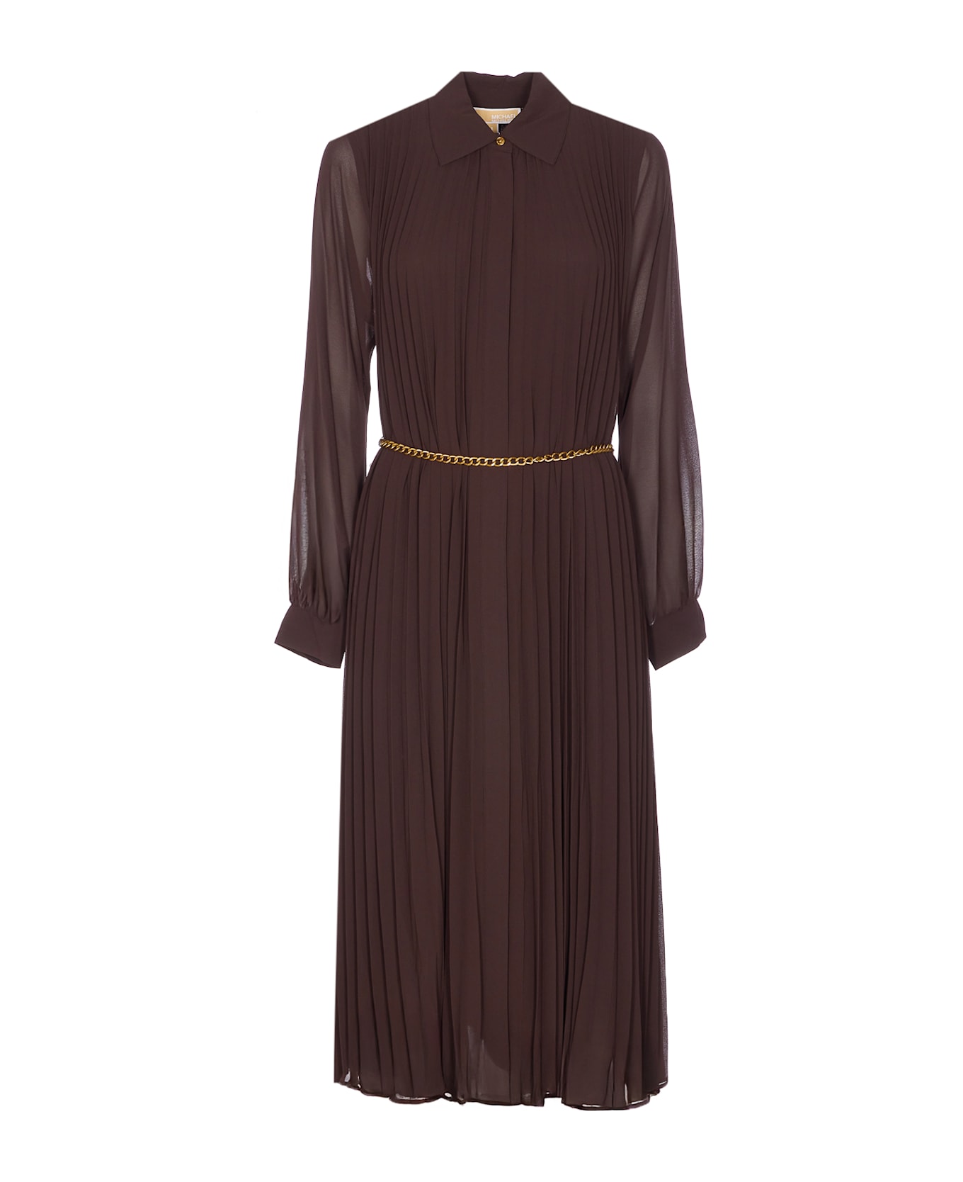 MICHAEL Michael Kors Pleated Shirt Dress - Brown