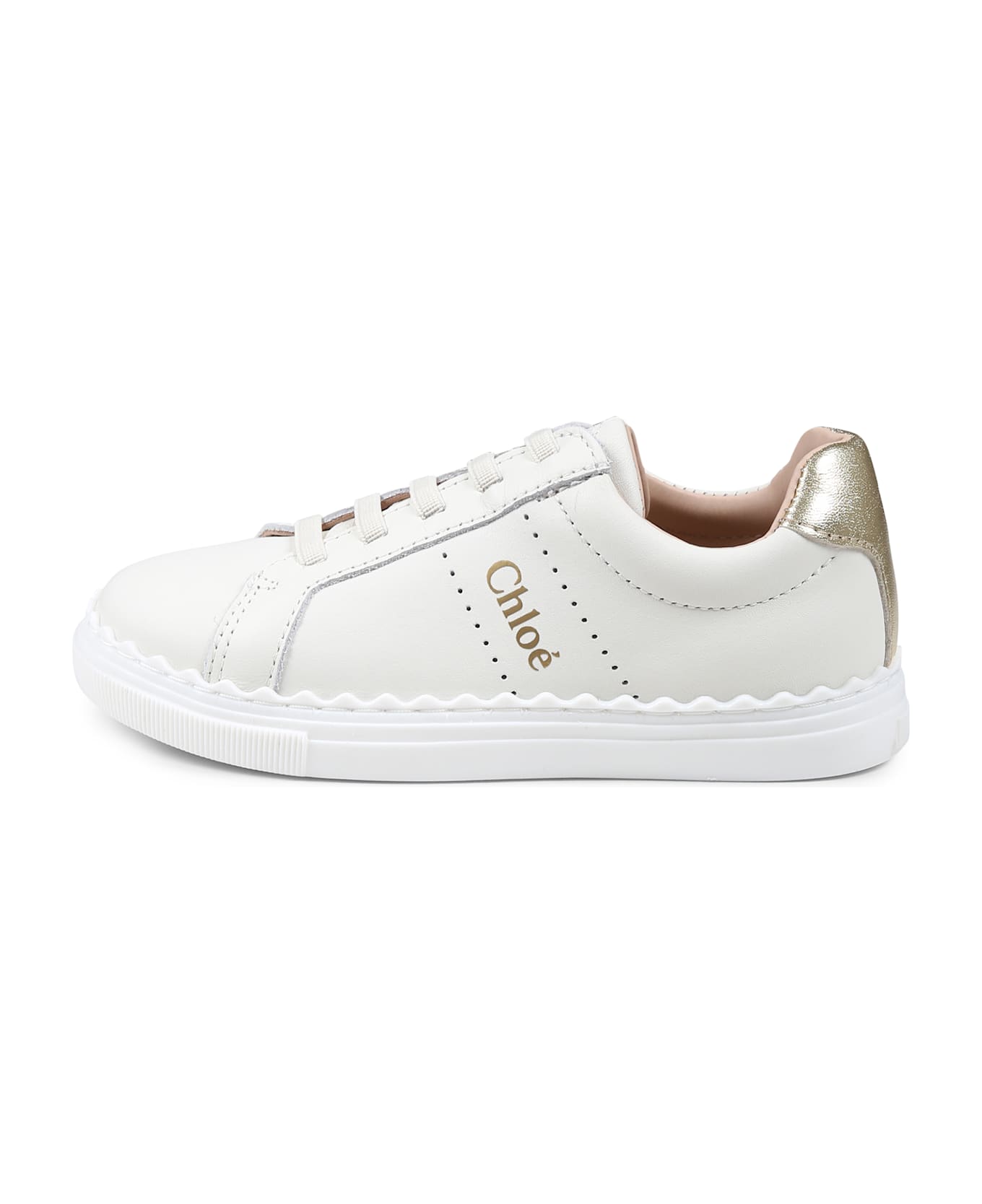 Chloé Ivory Sneakers For Girl With Logo - White