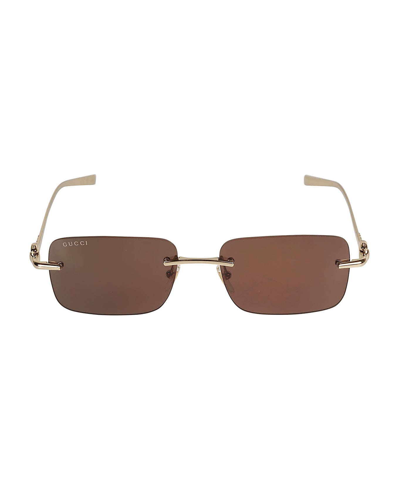 Gucci Eyewear Rimless Square Sunglasses - GOLD-GOLD-BROWN