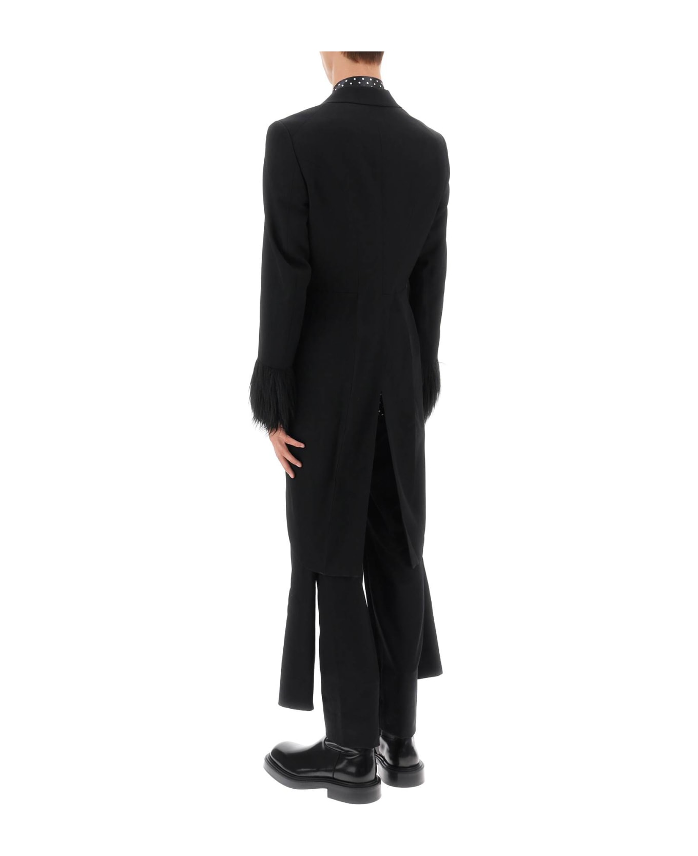 Comme Des Garçons Homme Plus Tailcoat With Eco-fur Inserts - BLACK BLACK (Black)