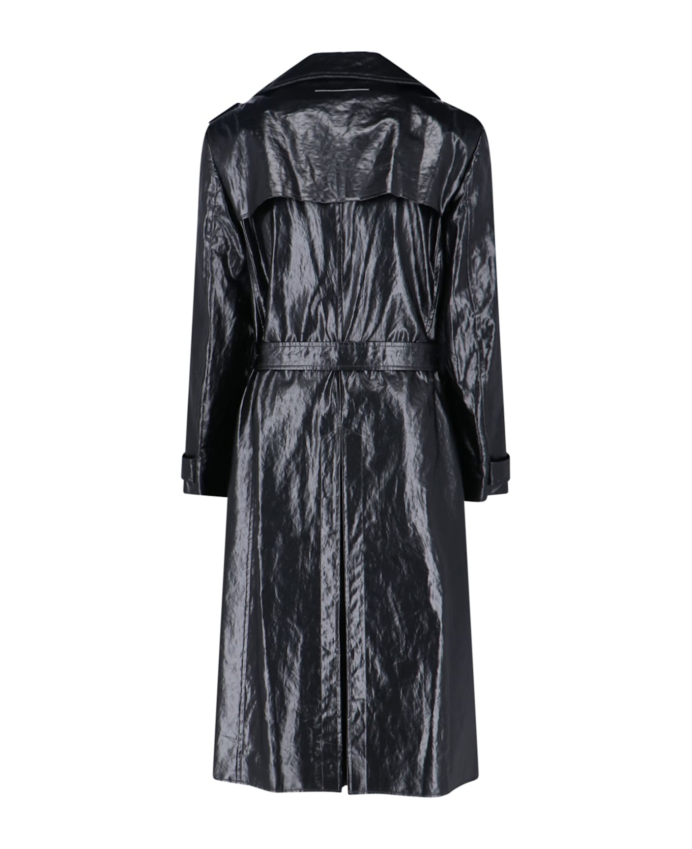 MM6 Maison Margiela Double-breasted Faux Leather Coat - Black  
