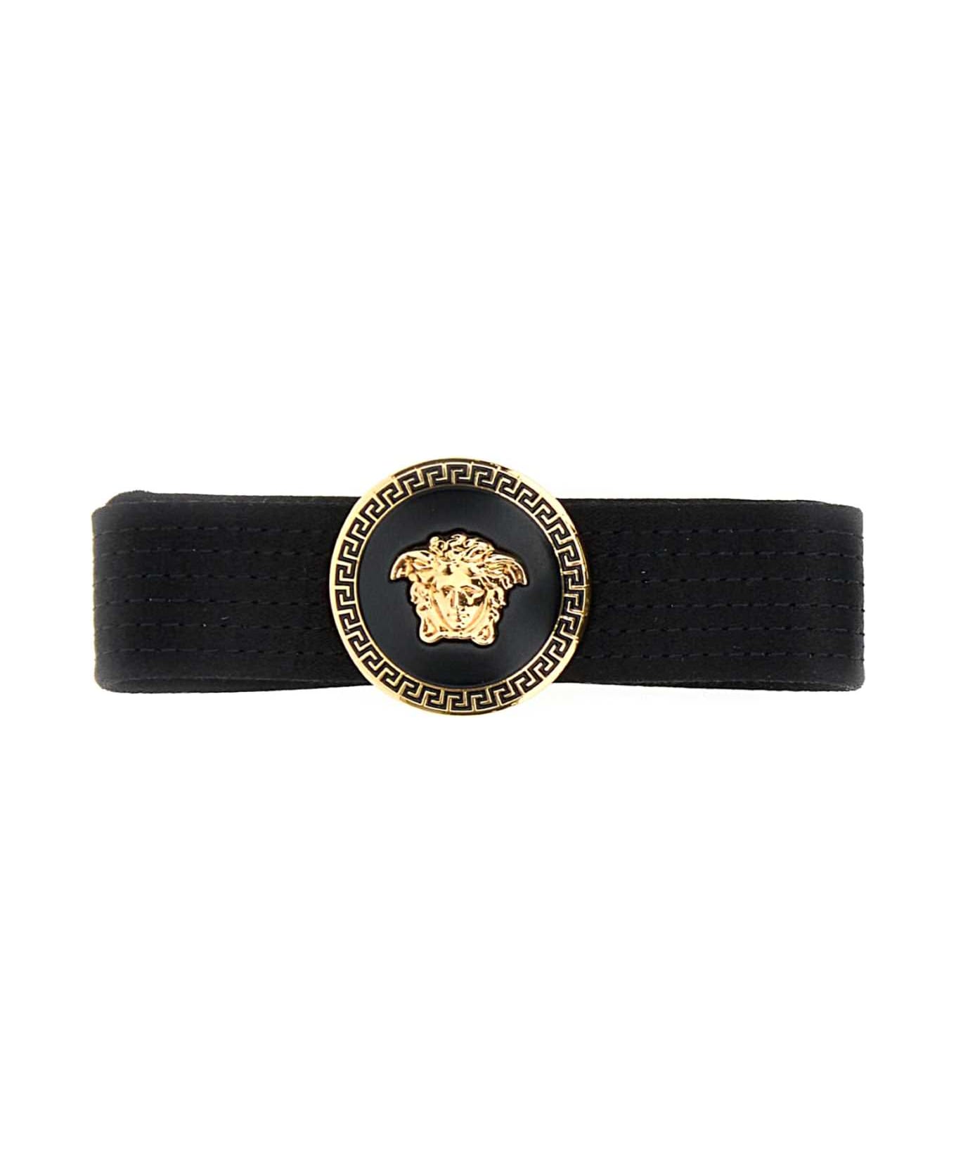 Versace Black Fabric Hair Clip - Black-Gold
