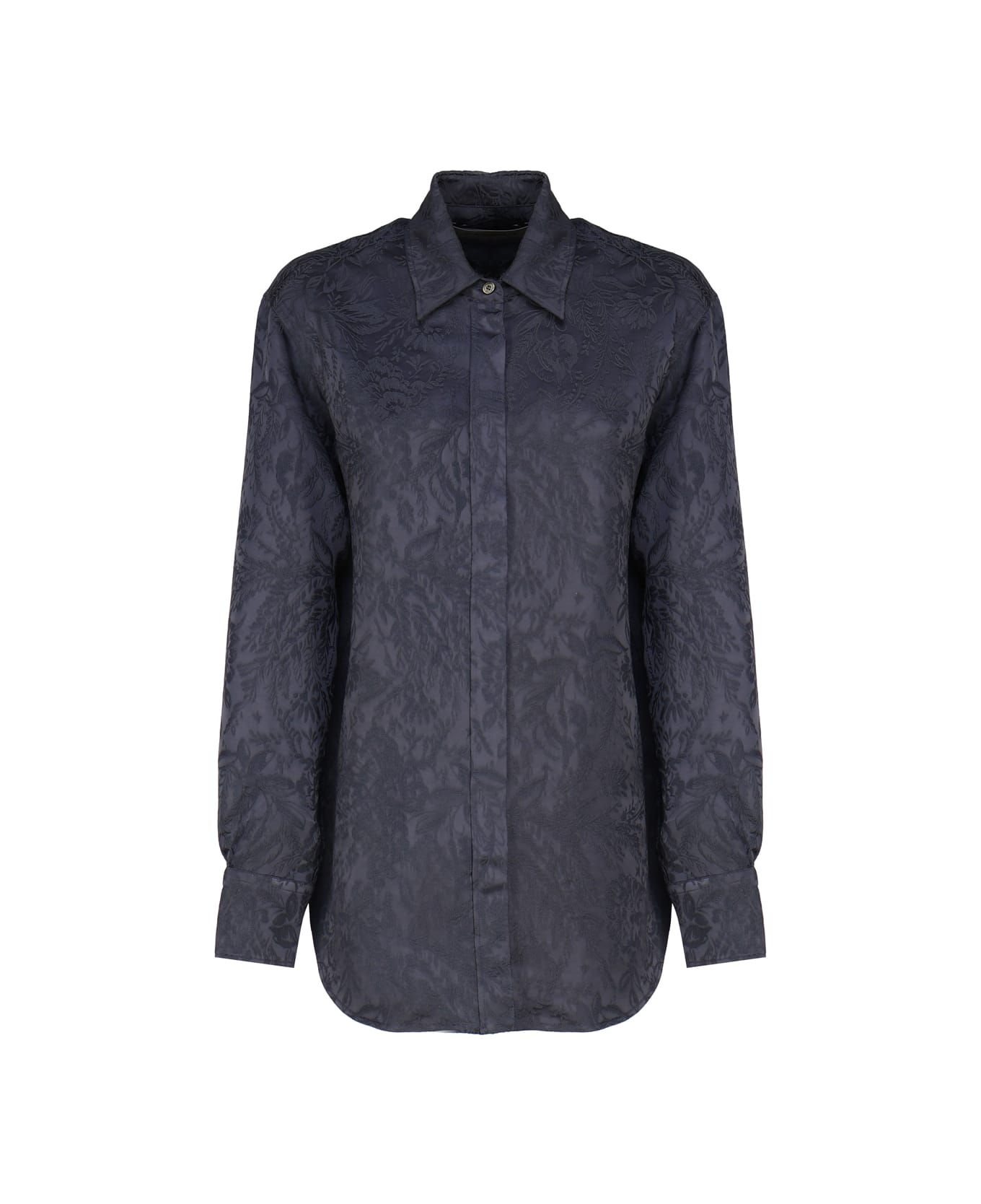 Golden Goose Viscose Shirt With All-over Embroidery - Ombre blue