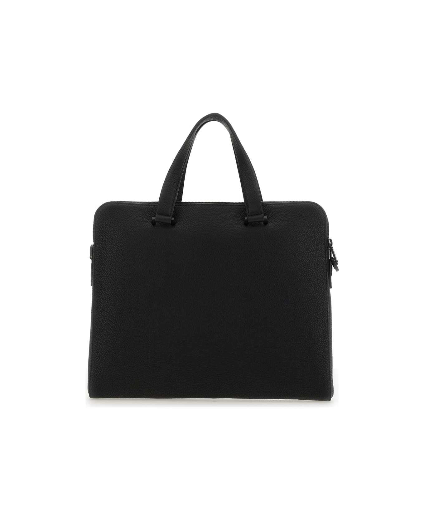Ferragamo Leather Business Bag - BLACK