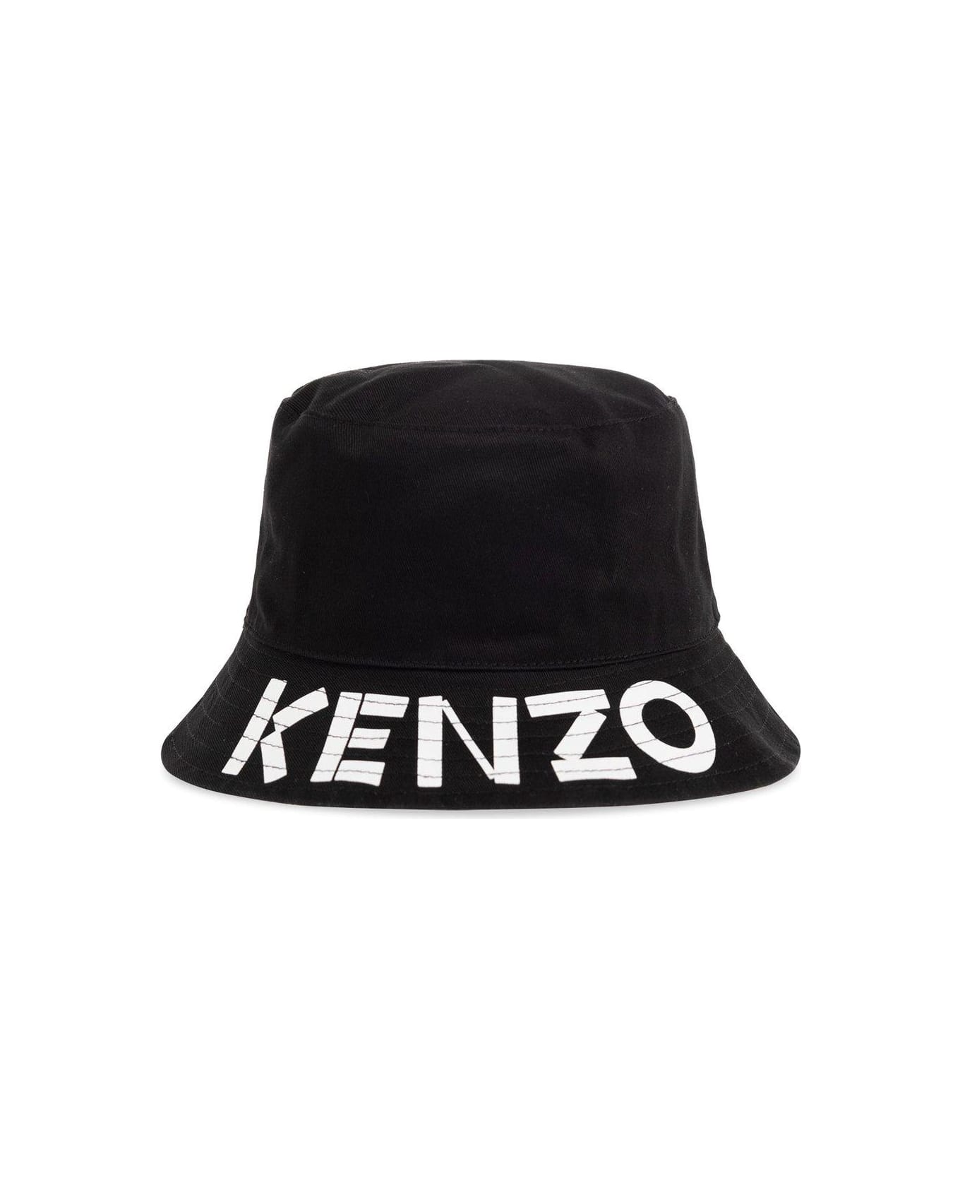 Kenzo Logo Printed Bucket Hat - Black