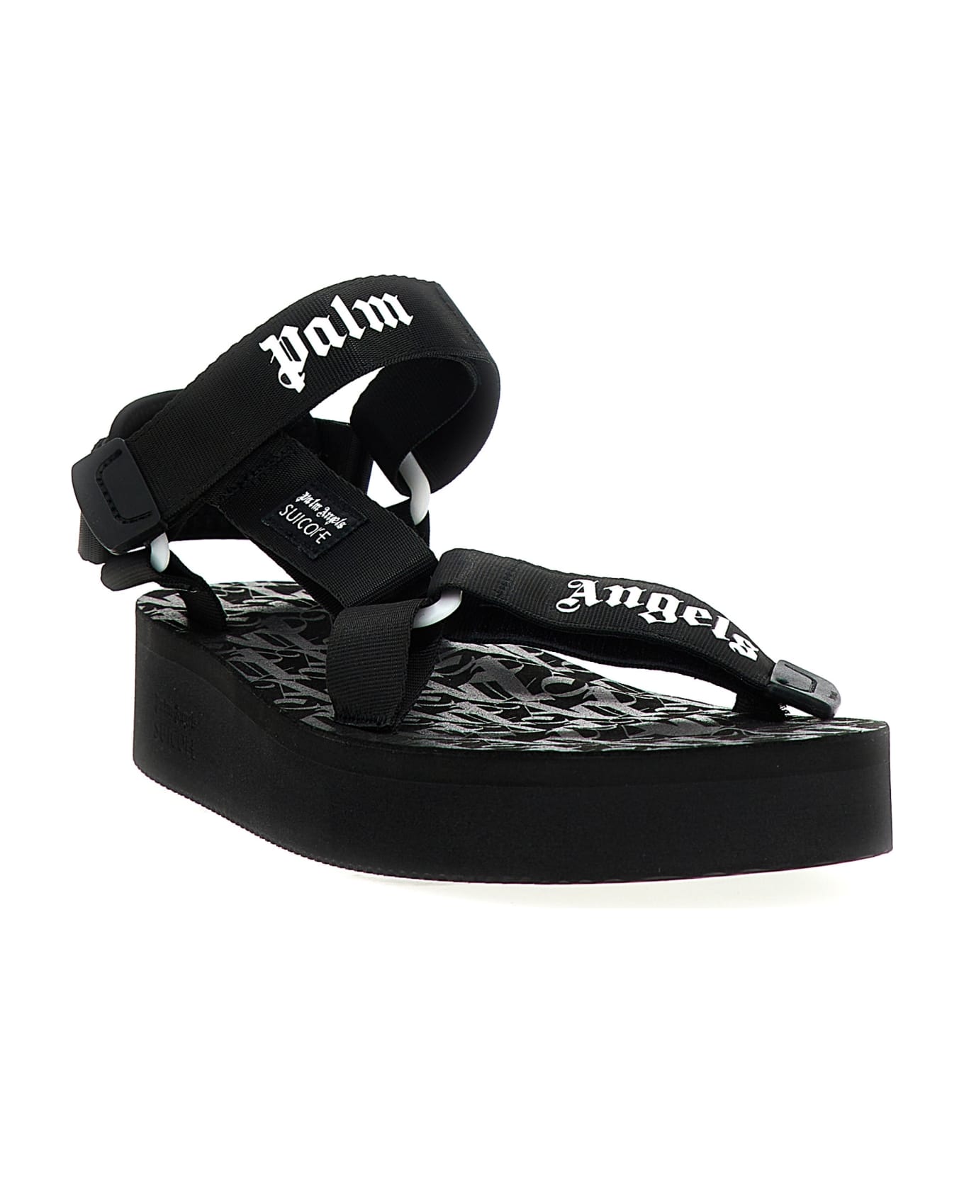 Palm Angels X Suicoke Depa Logo-printed Strap Sandals - Black/White