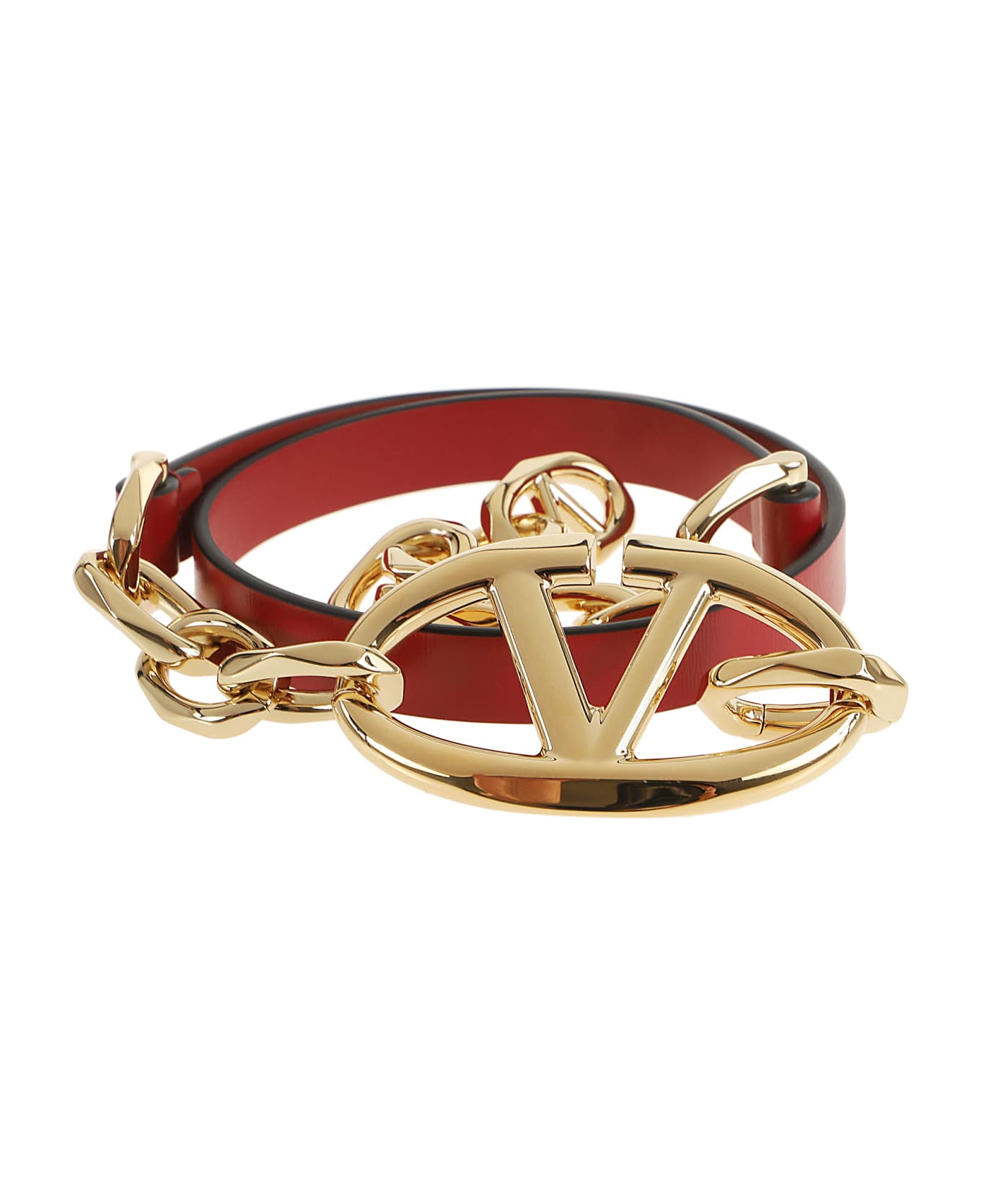 Valentino Garavani Belt H. 15 Vlogo The Bold Edition Box Calf Chain Logo - Ro Rosso V