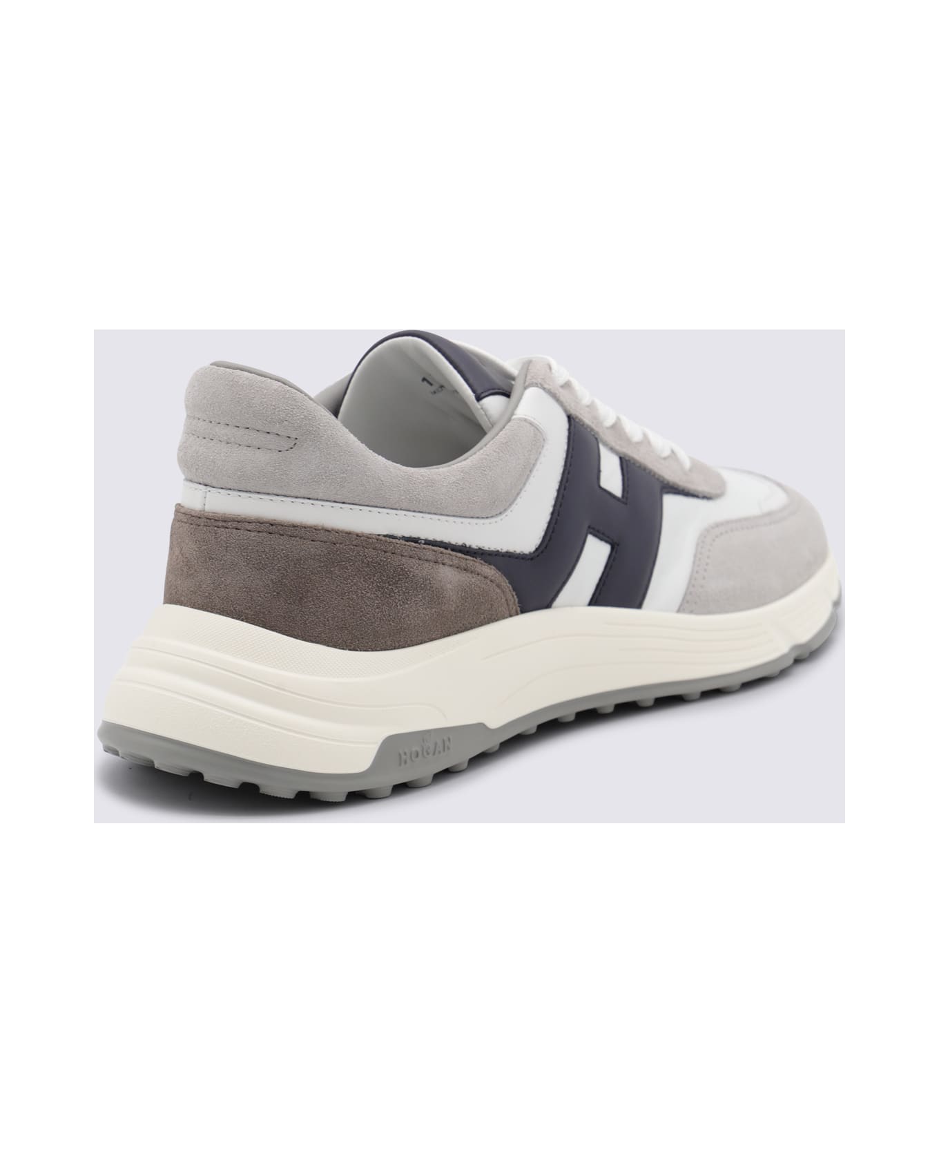 Hogan White And Grey Leather Sneakers - WHITE-GREY-NAVY