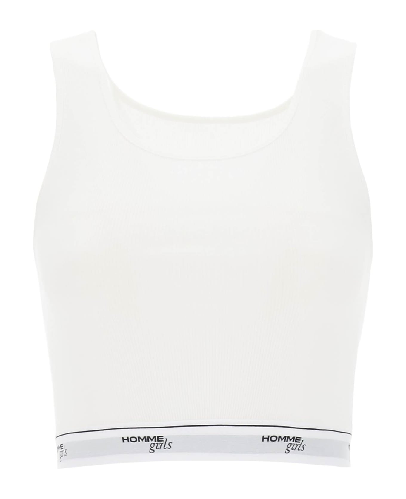 HommeGirls Cotton Crop Top With Logo Band - WHITE (White) タンクトップ