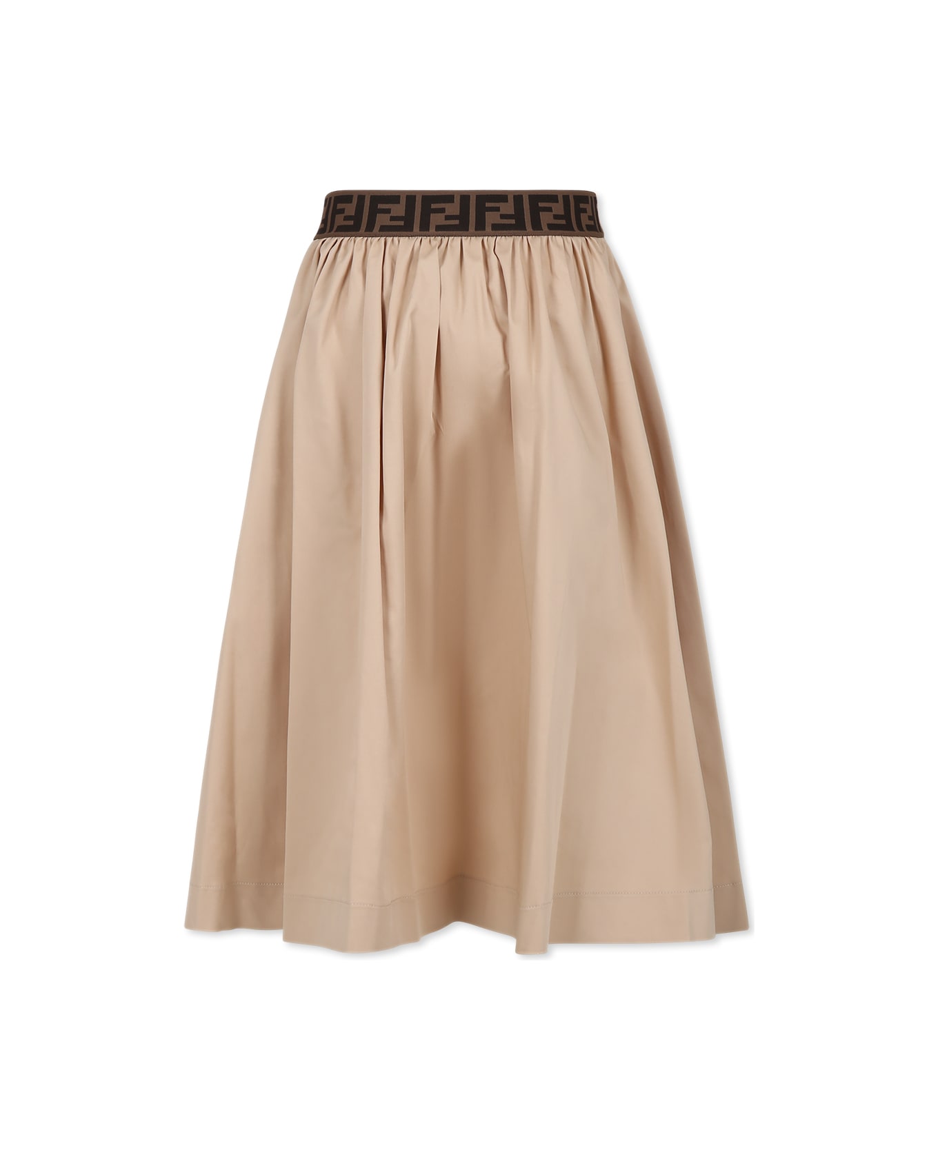 Fendi Beige Skirt For Girl With Ff - Beige