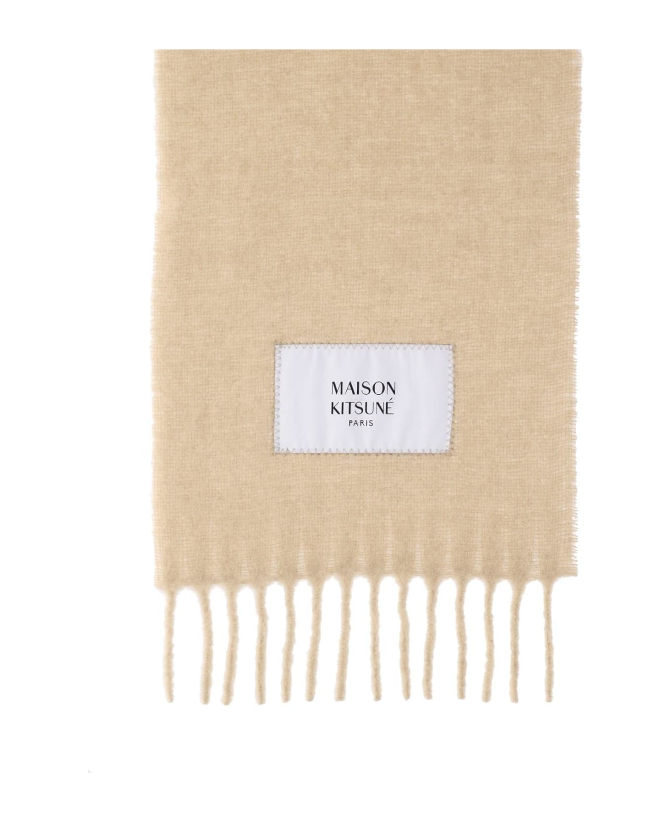 Maison Kitsuné Large Scarf With Fringes - Beige スカーフ