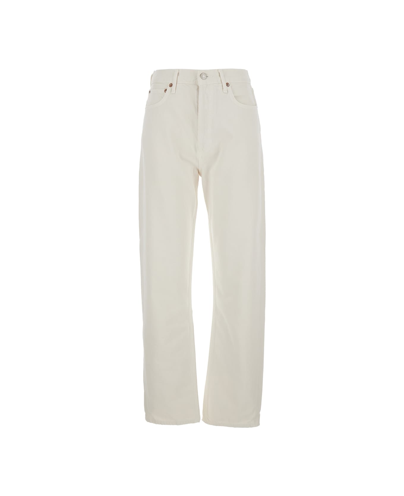 AGOLDE 
90s
 White Jeans With Five-pocket Design And Logo Patch On The Rear In Denim Woman - White
