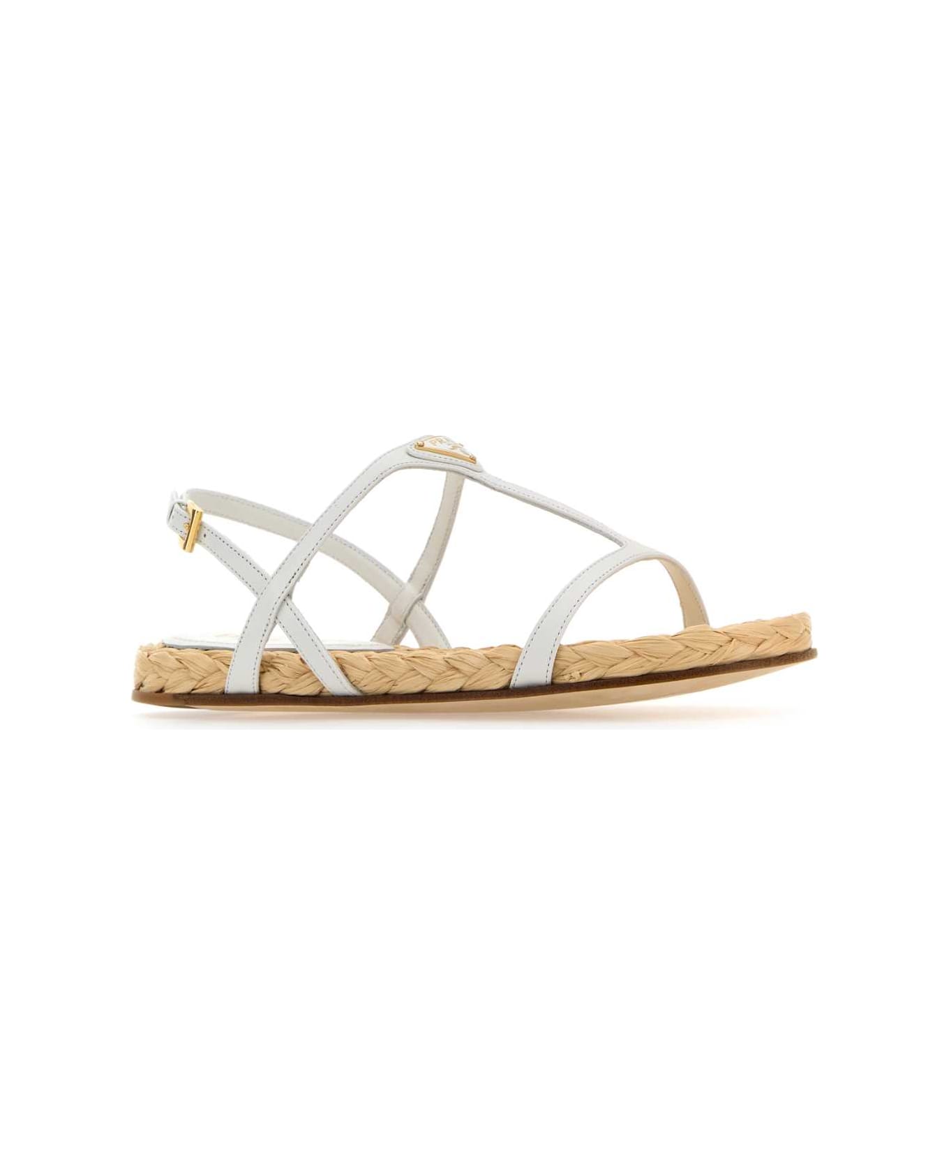 Prada White Leather Sandals - BIANCO