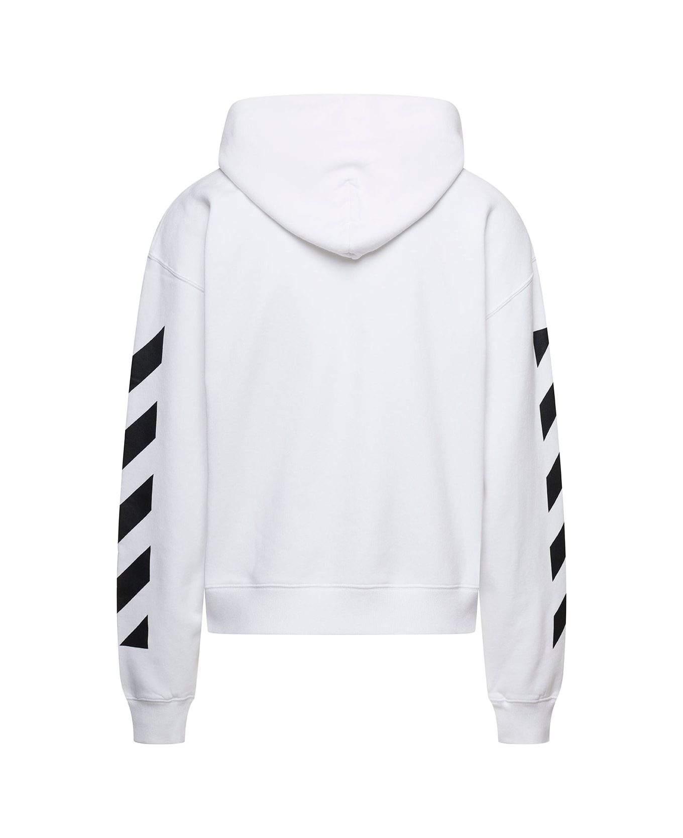 Off-White White Hoodie With Diag Print On Sleeve In Cotton Man - White