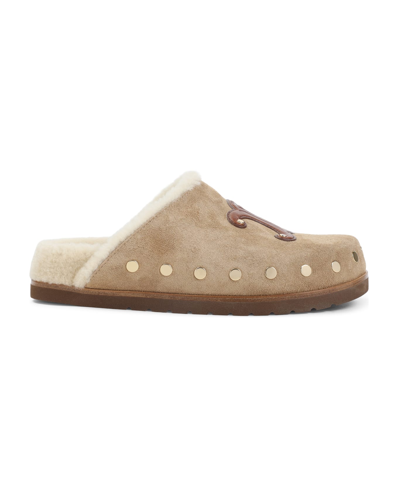 Celine Triomphe Wedge 15mm Mules - Pt Peanut