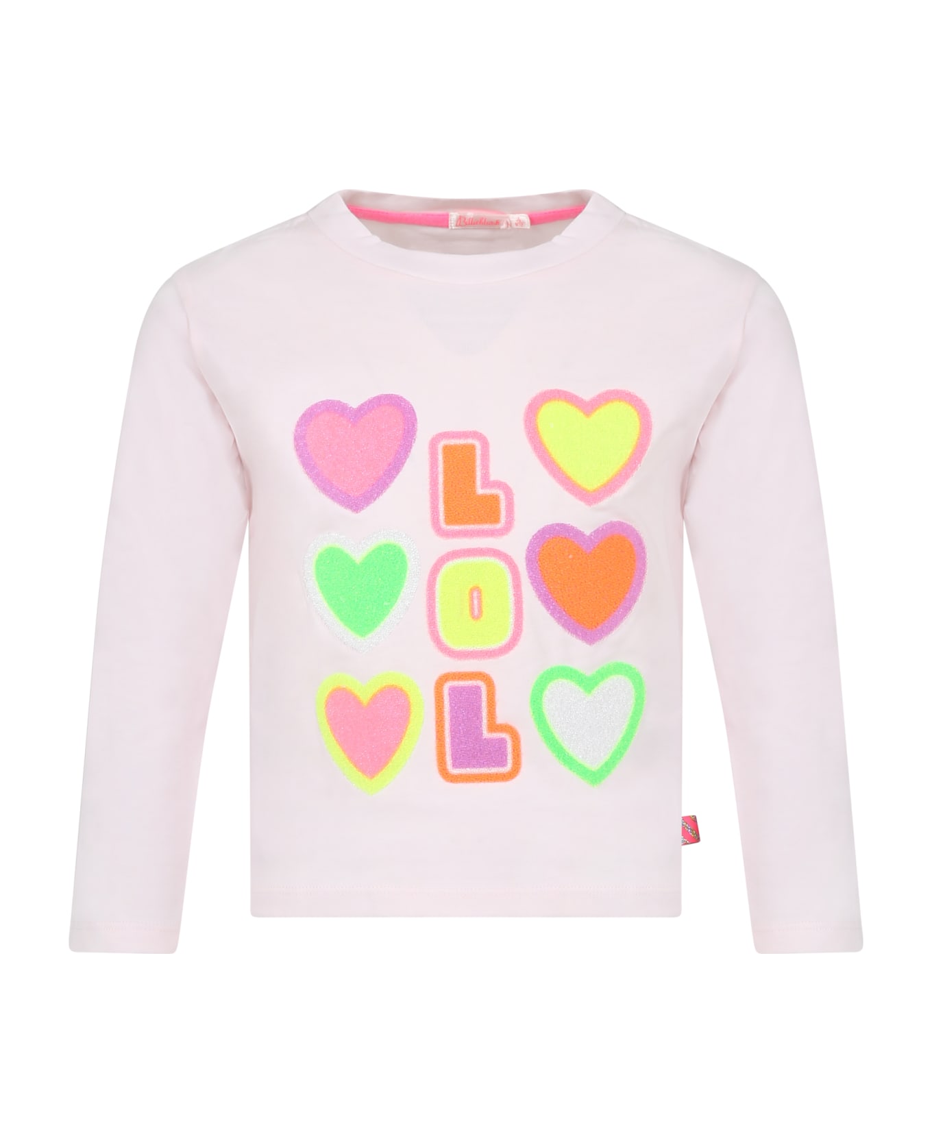 Billieblush Pink T-shirt For Girl With Heart And Writing - Pink Tシャツ＆ポロシャツ