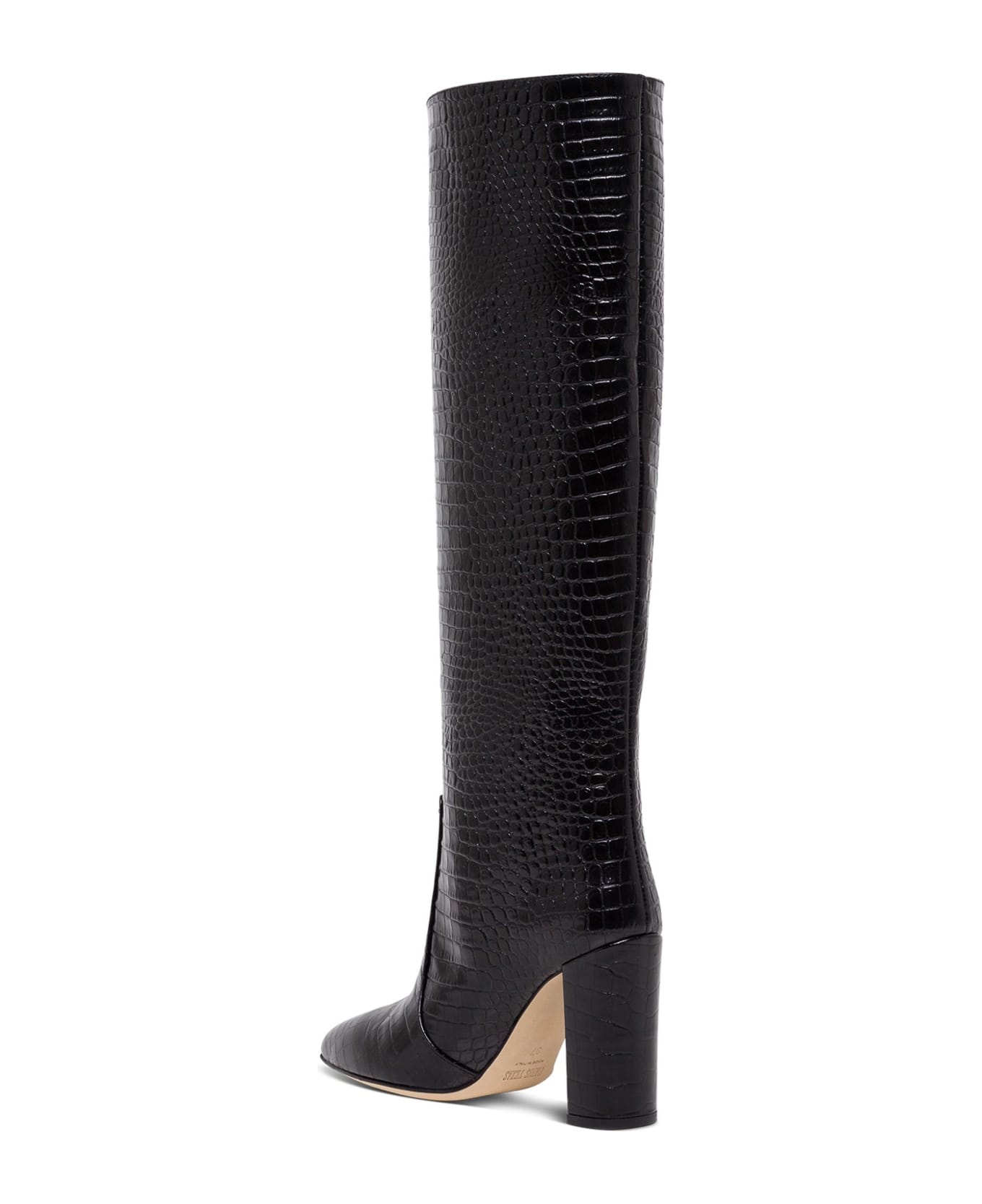 Paris Texas Crocodile Print Leather Boots - Black