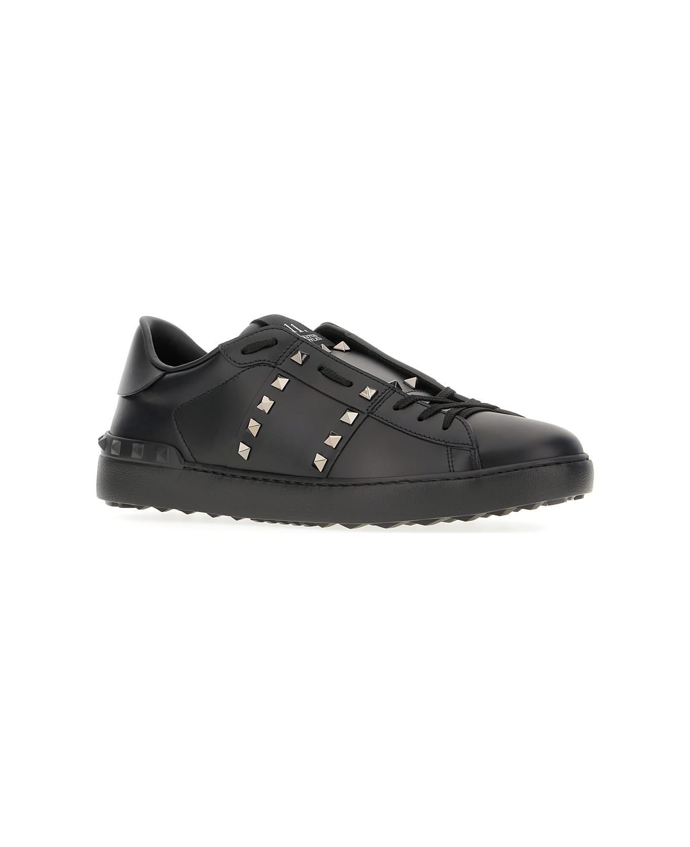 Valentino Garavani Black Leather Rockstud Sneakers - Nero