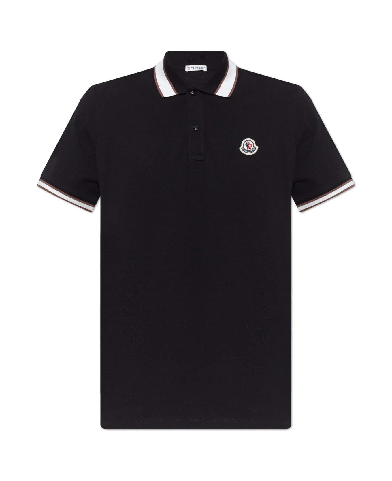 Moncler Cotton Polo With Logo - Nero