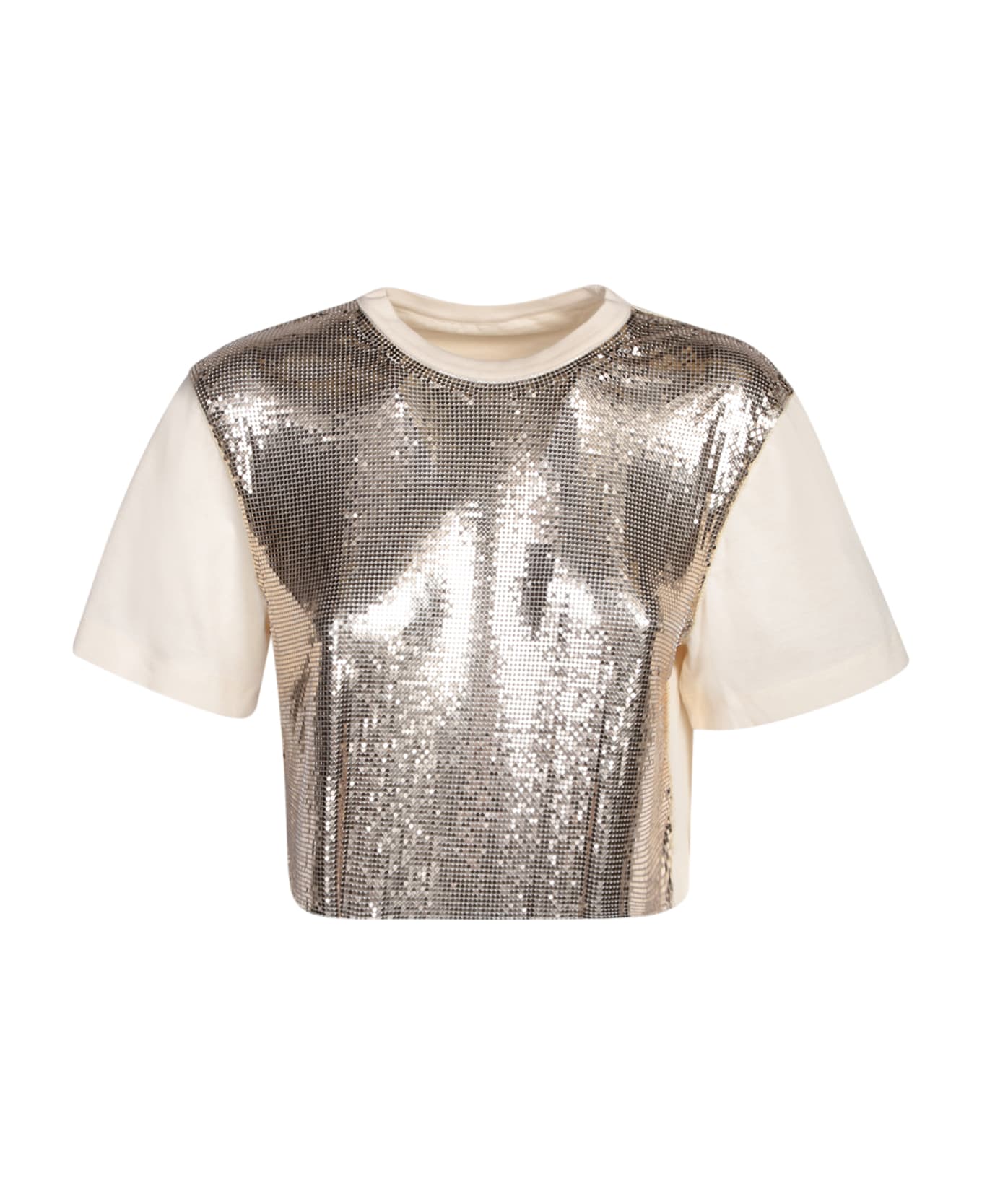 Paco Rabanne Nude Top In Shiny Mix-mesh - Pink