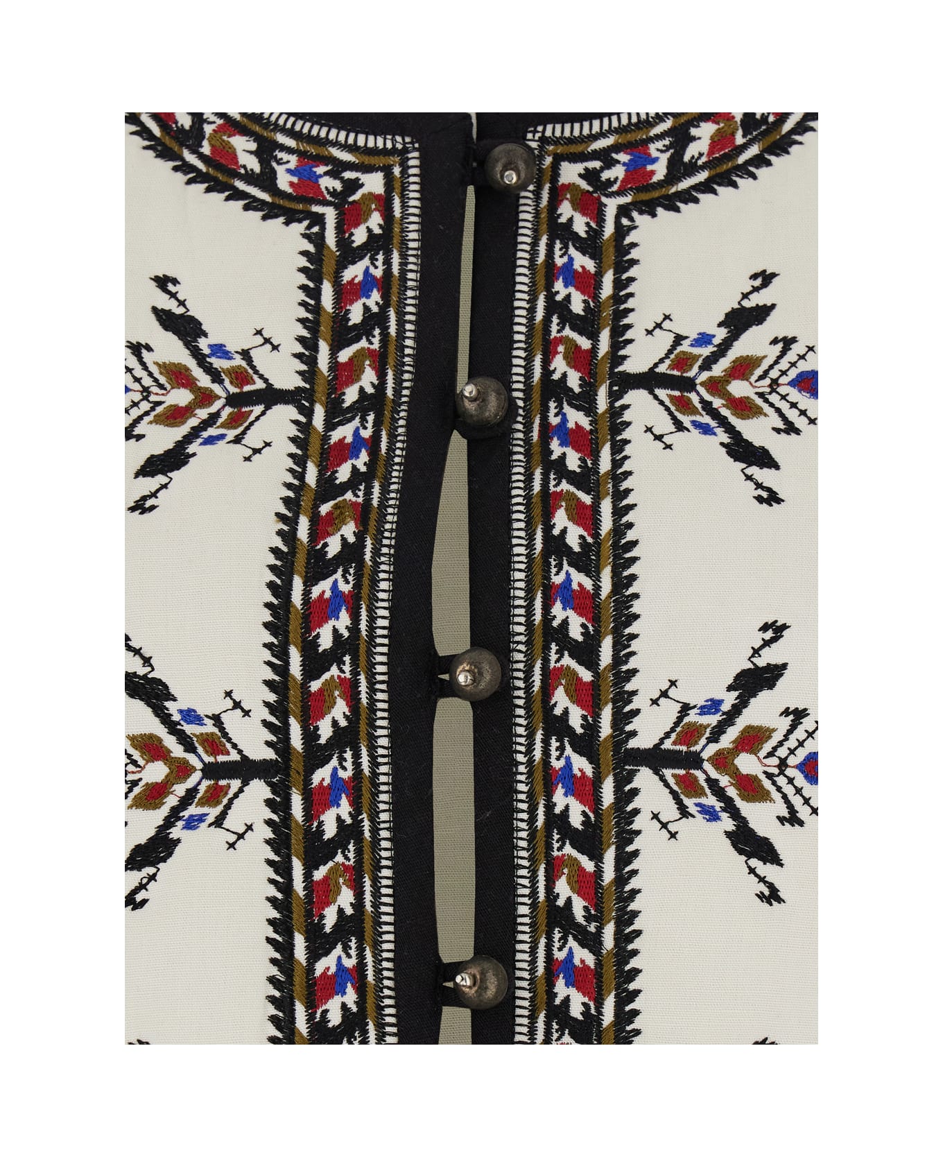 Marant Étoile 'zeana' White Gilet With Round Neck And Geometric Embroidery In Cotton And Viscose Blend Woman - White