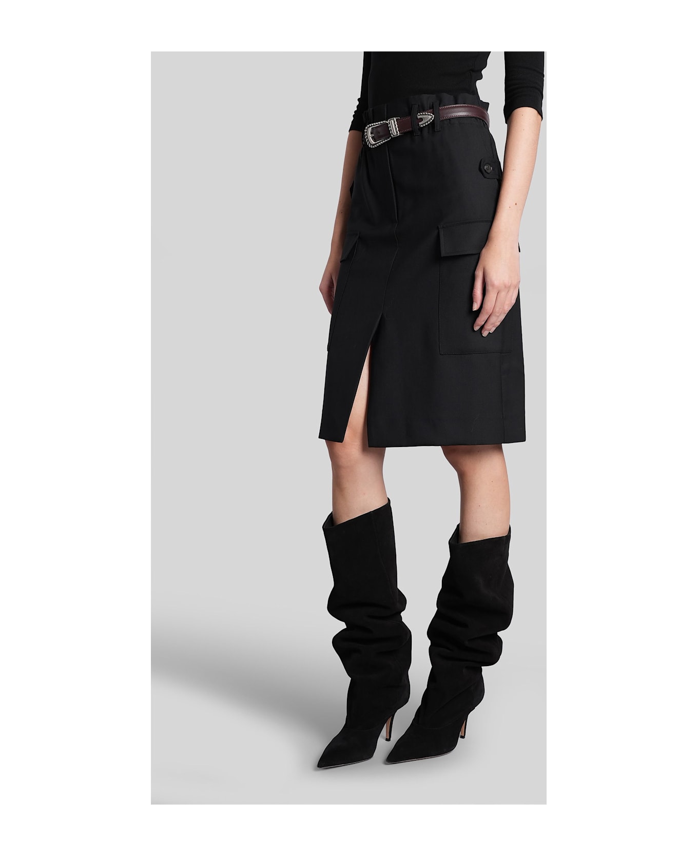 IRO Carrie Skirt In Black Wool - black