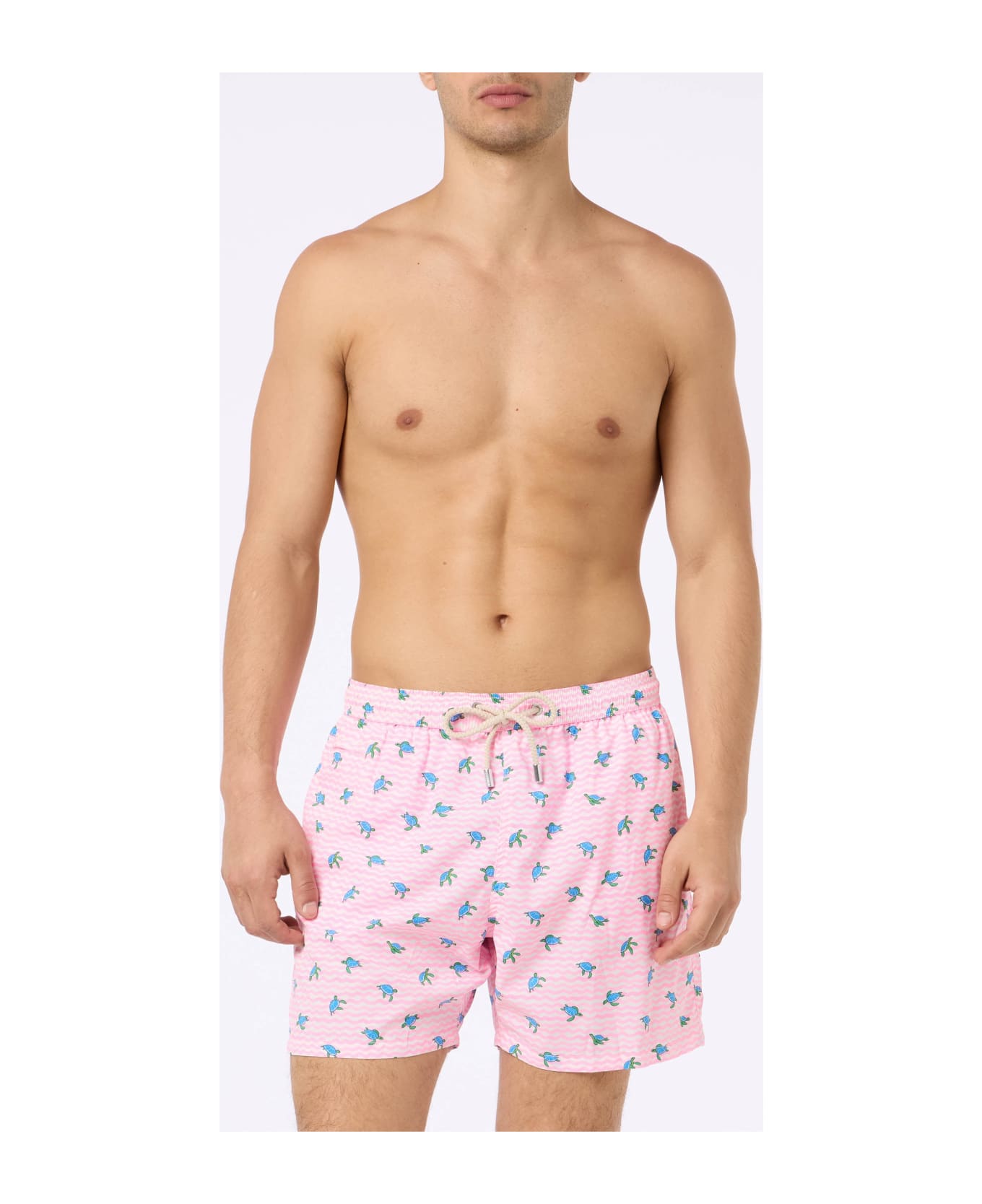 MC2 Saint Barth Comfort Light Classic Stretch Swim Shorts With Sea Turtles Print - PINK