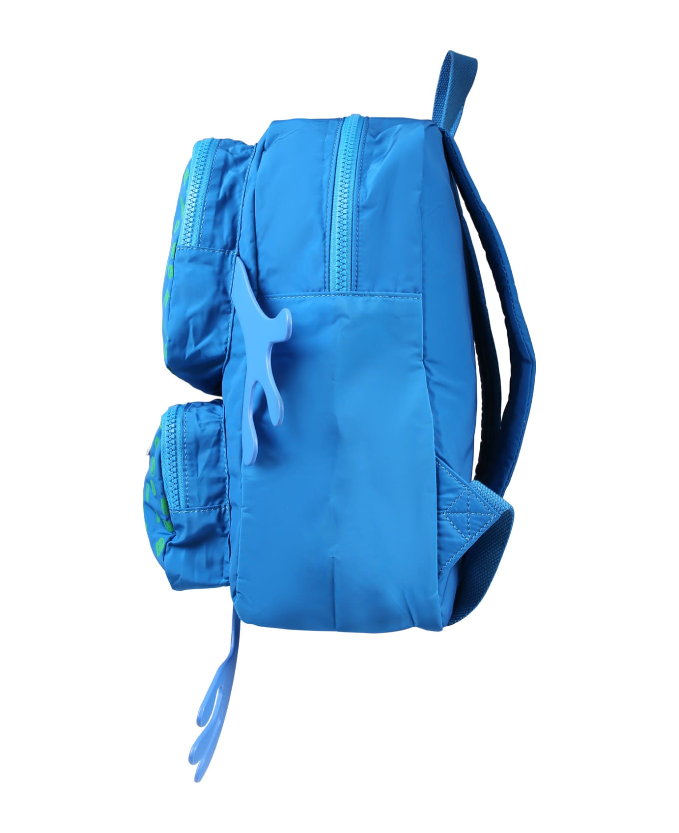 Stella McCartney Kids Blue Backpack For Boy With Monster Print - Light Blue