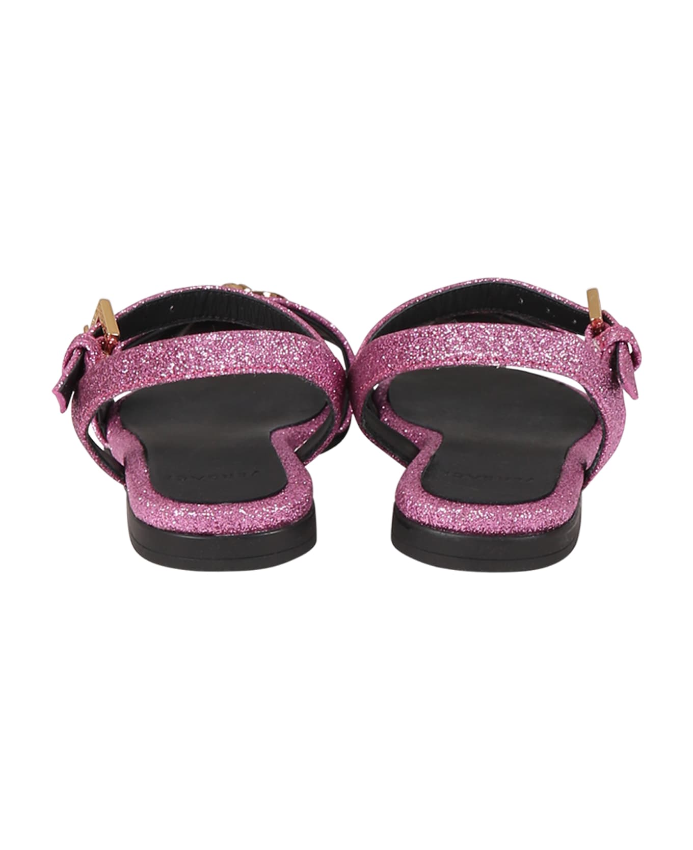 Versace Fuchsia Sandals For Girl With Medusa And Crystals - Fuchsia