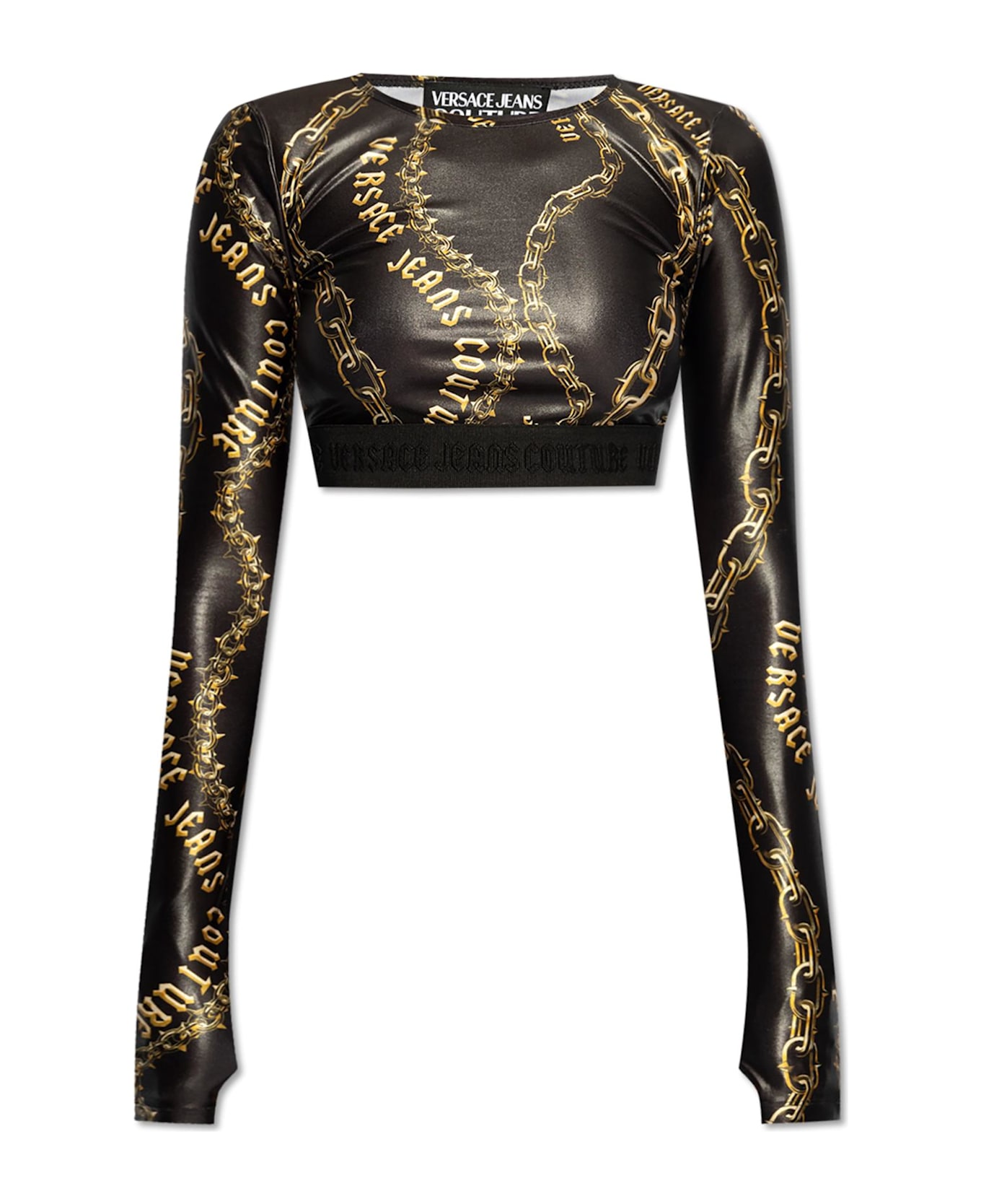 Versace Jeans Couture Top With Logo - Black