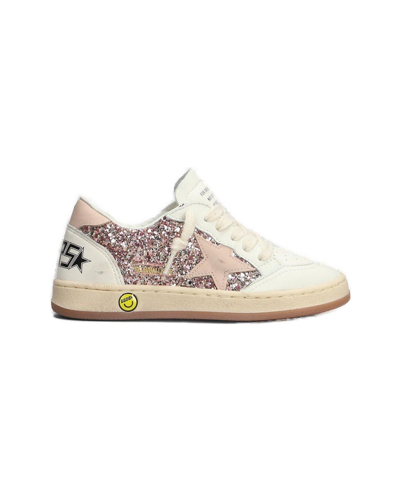 Golden Goose Ball Star Glittered Sneakers - Peach/beige/white