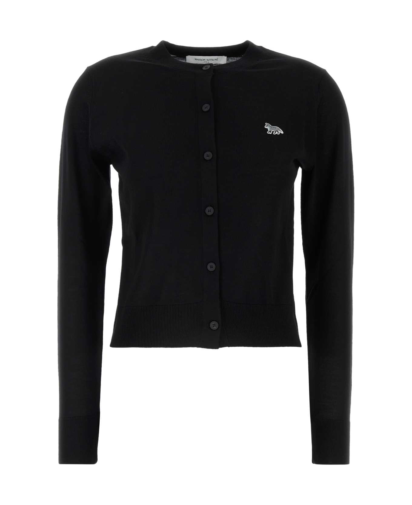 Maison Kitsuné Black Wool Cardigan - BLACK