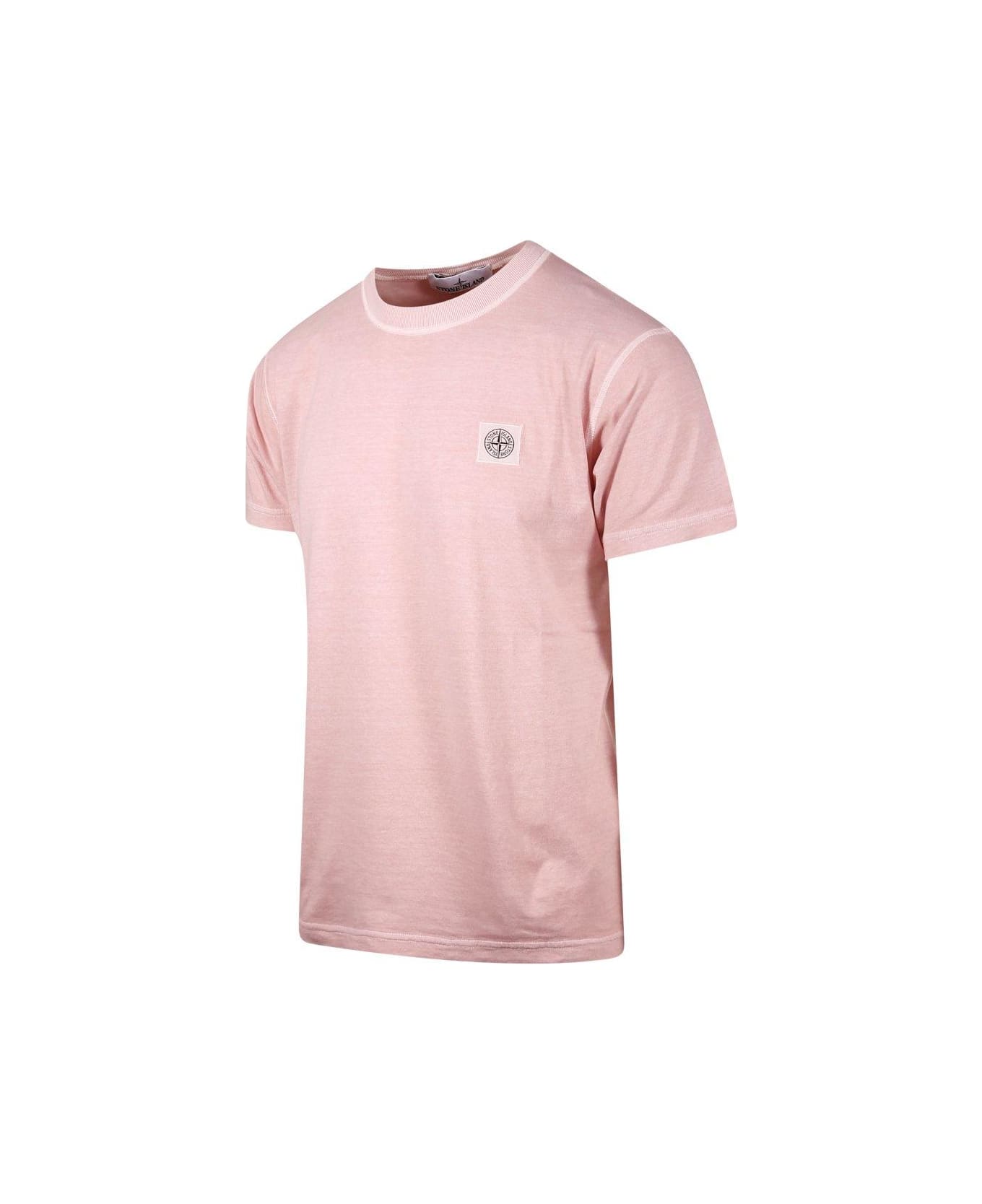 Stone Island Logo Patch Crewneck T-shirt - Pink