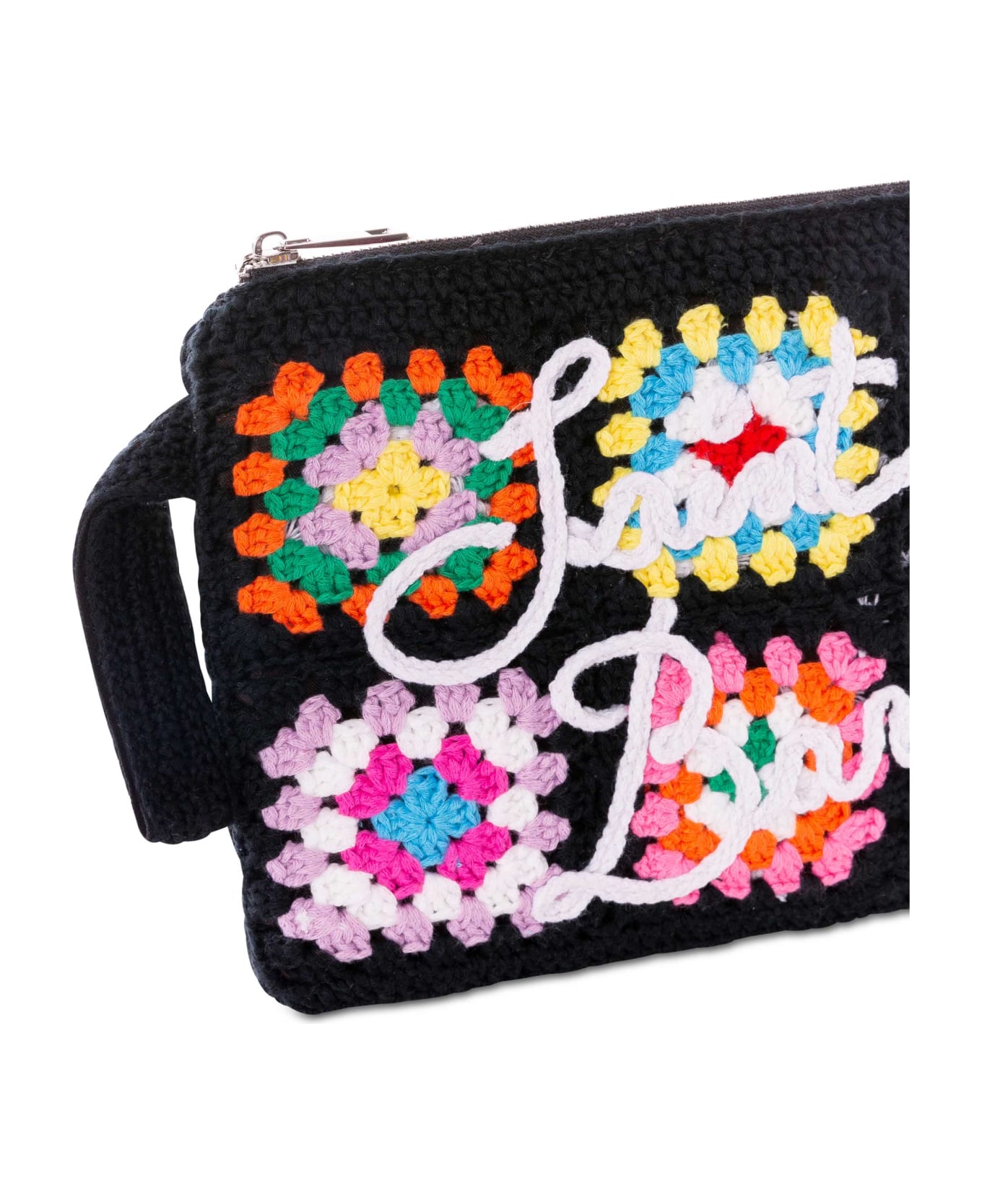 MC2 Saint Barth Parisienne Black Crochet Pouch Bag With Saint Barth Embroidery - BLACK トラベルバッグ