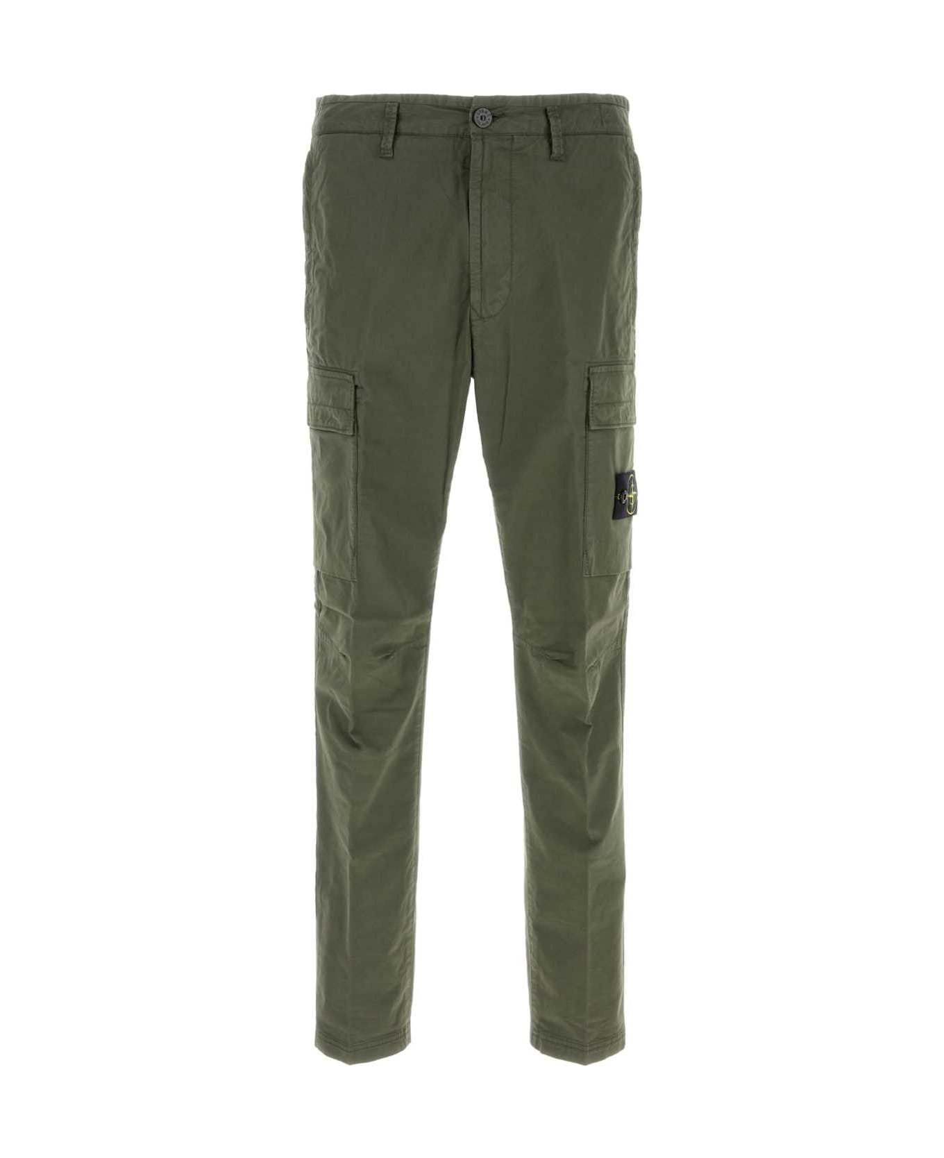 Stone Island Dark Green Stretch Cotton Cargo Pant - MUSCHIO