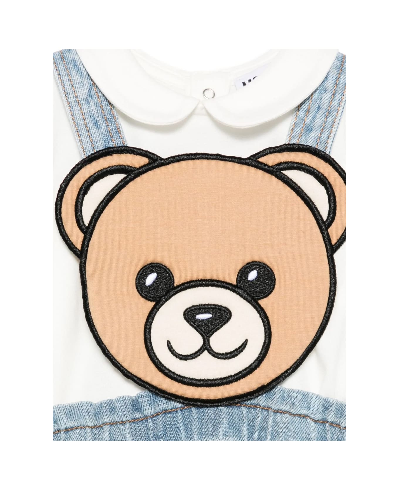 Moschino Kids Denim Dress With Teddy Bear Appliqué - Blue