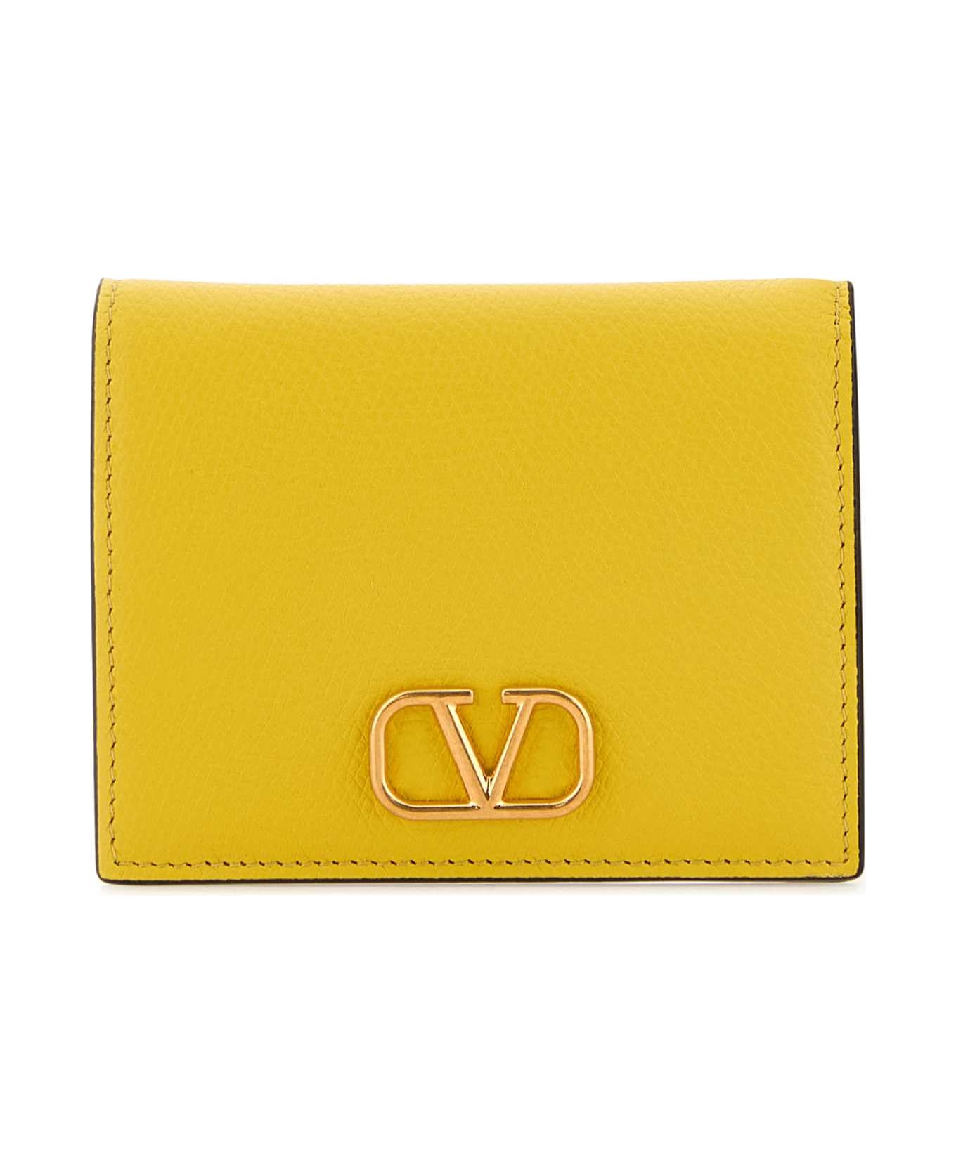 Valentino Garavani Yellow Leather Wallet - CEDARYELLOW