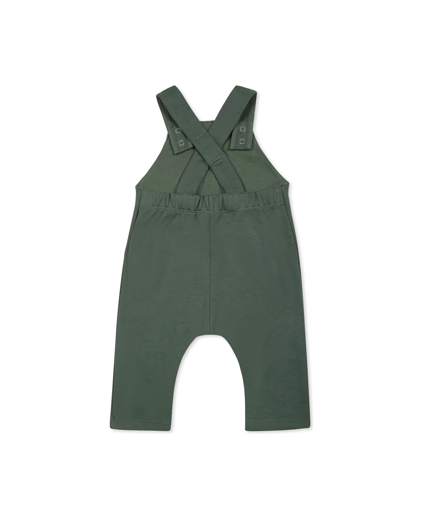 Petit Bateau Green Dungarees For Baby Boy With Logo - Green