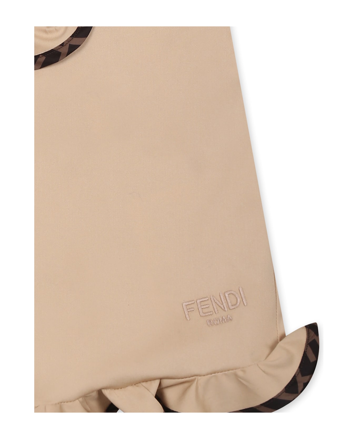Fendi Beige Dungarees For Baby Girl With Ff - Beige