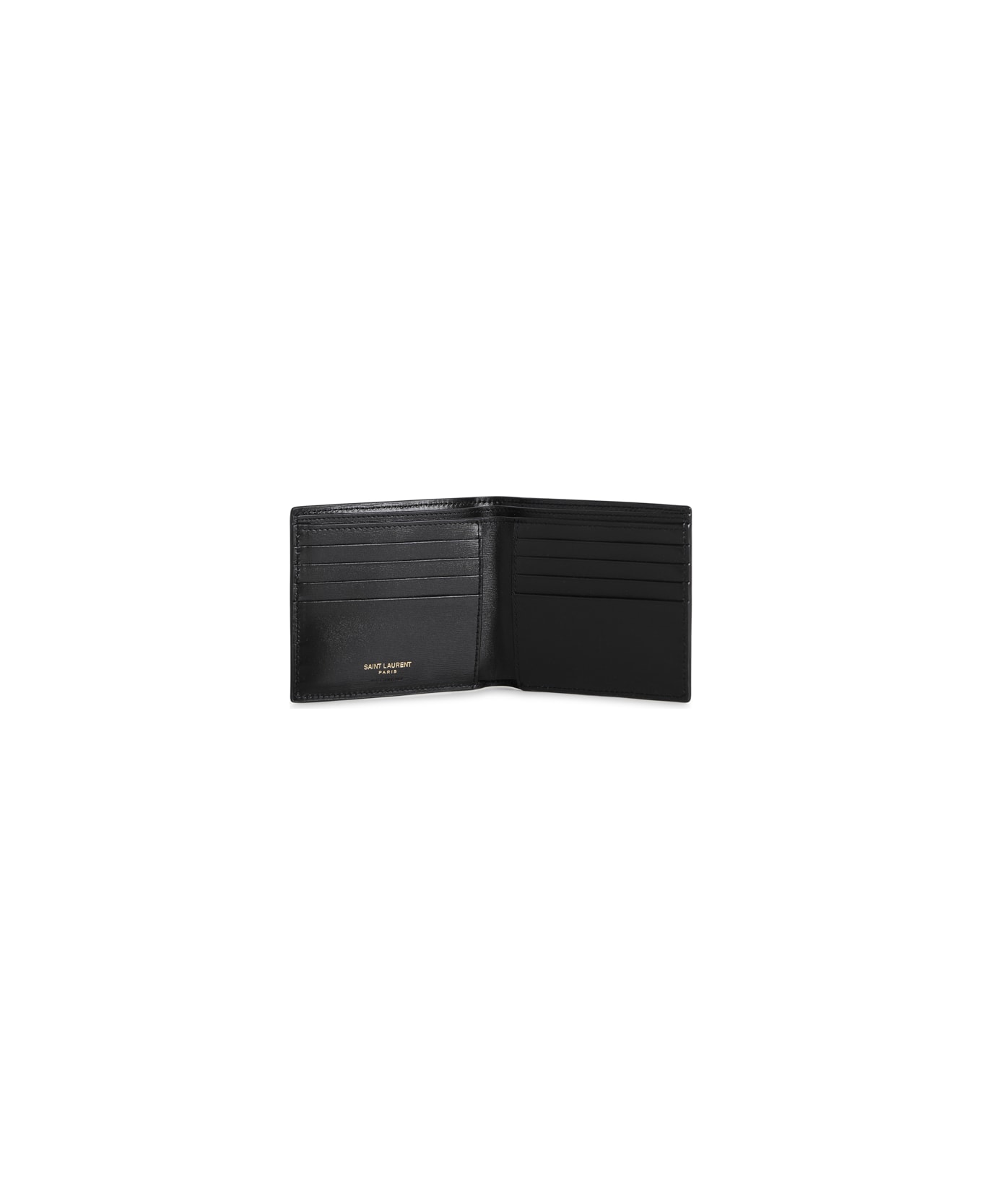 Saint Laurent Cassandre East/west Shiny Leather Wallet - Black