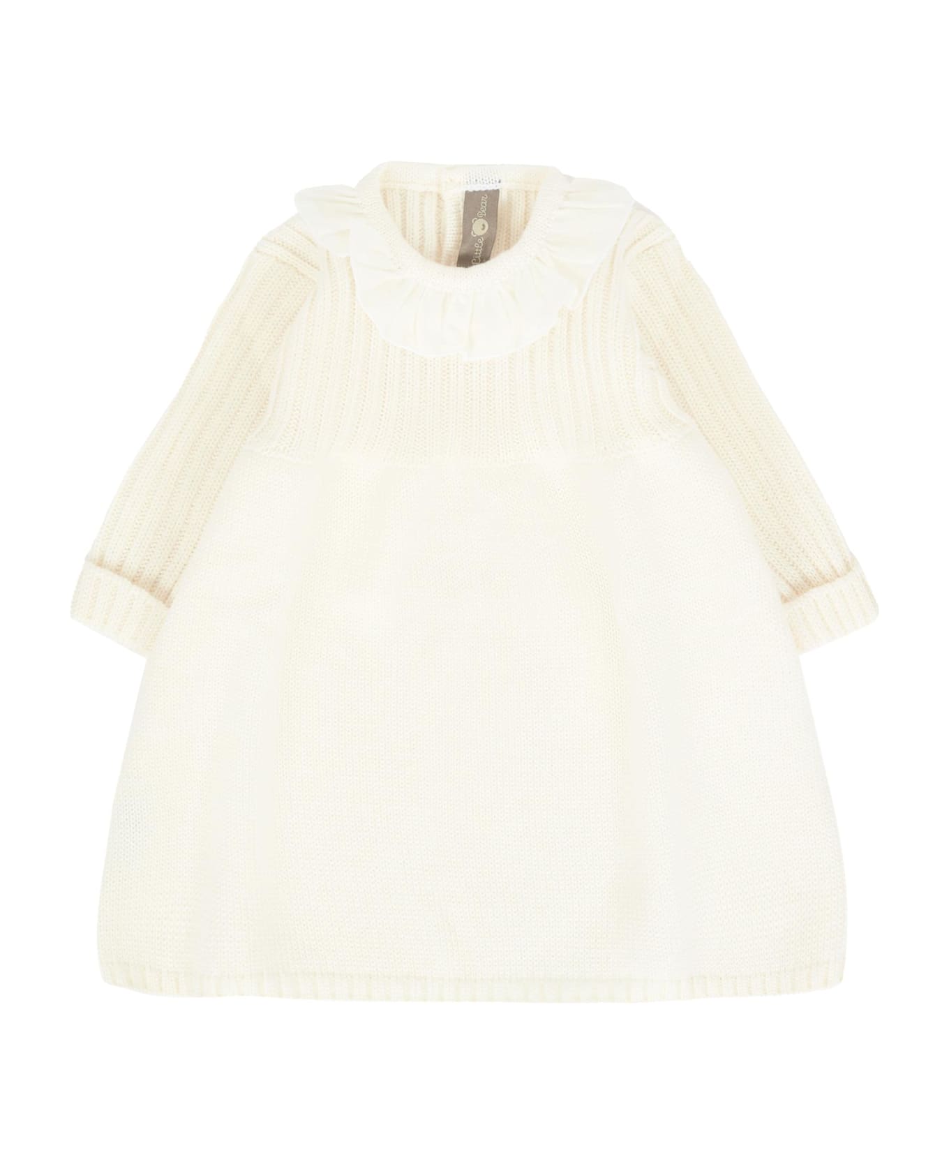 Little Bear Ivory Dress For Baby Girl - Ivory