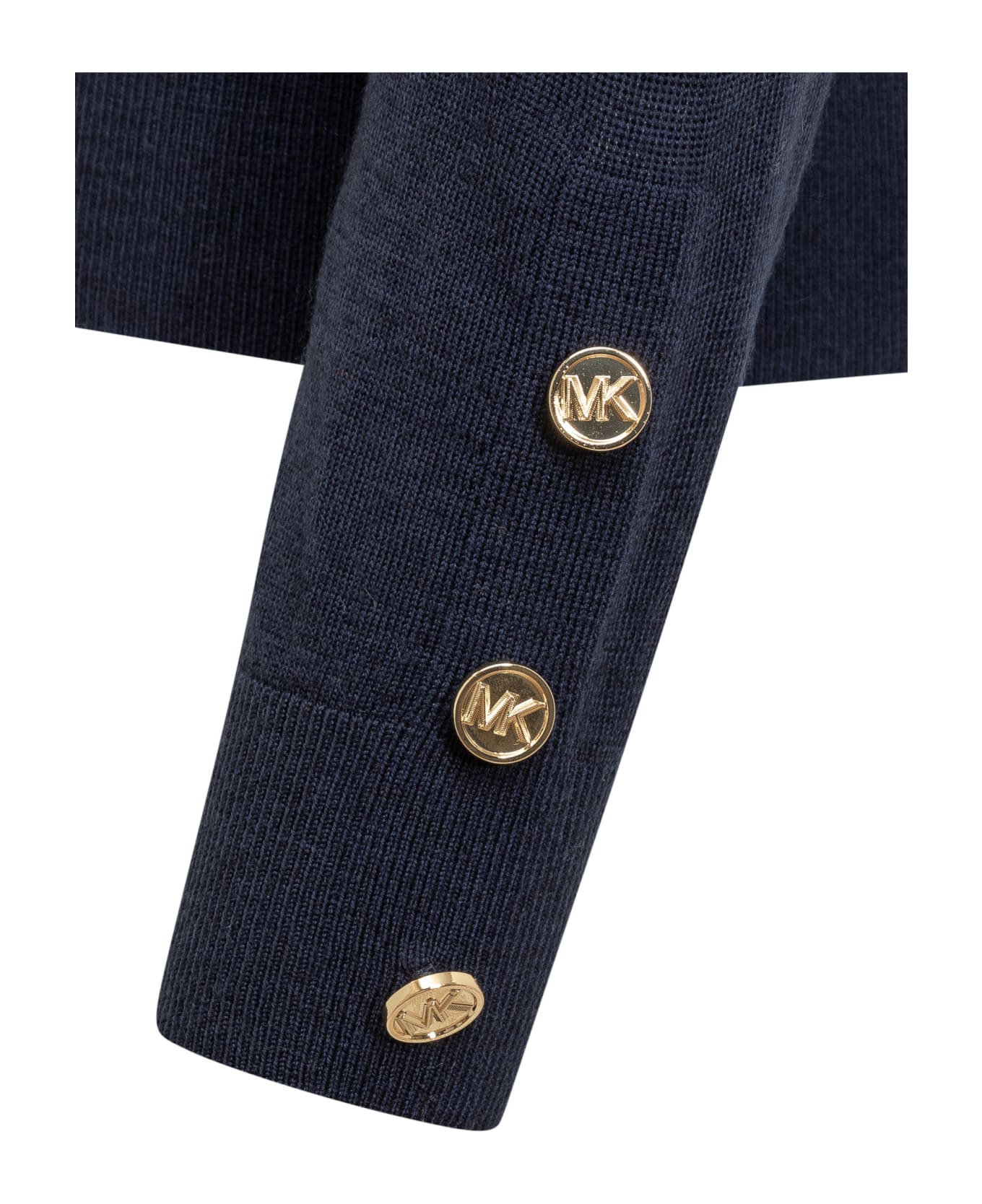 MICHAEL Michael Kors Merino Button Long Sleeve Sweater - blue