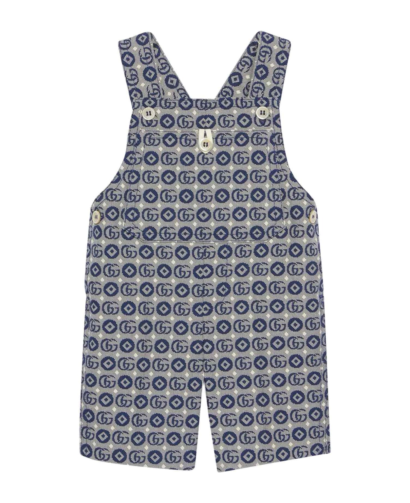 Gucci Navy Blue And Gray Baby Romper - Bluette