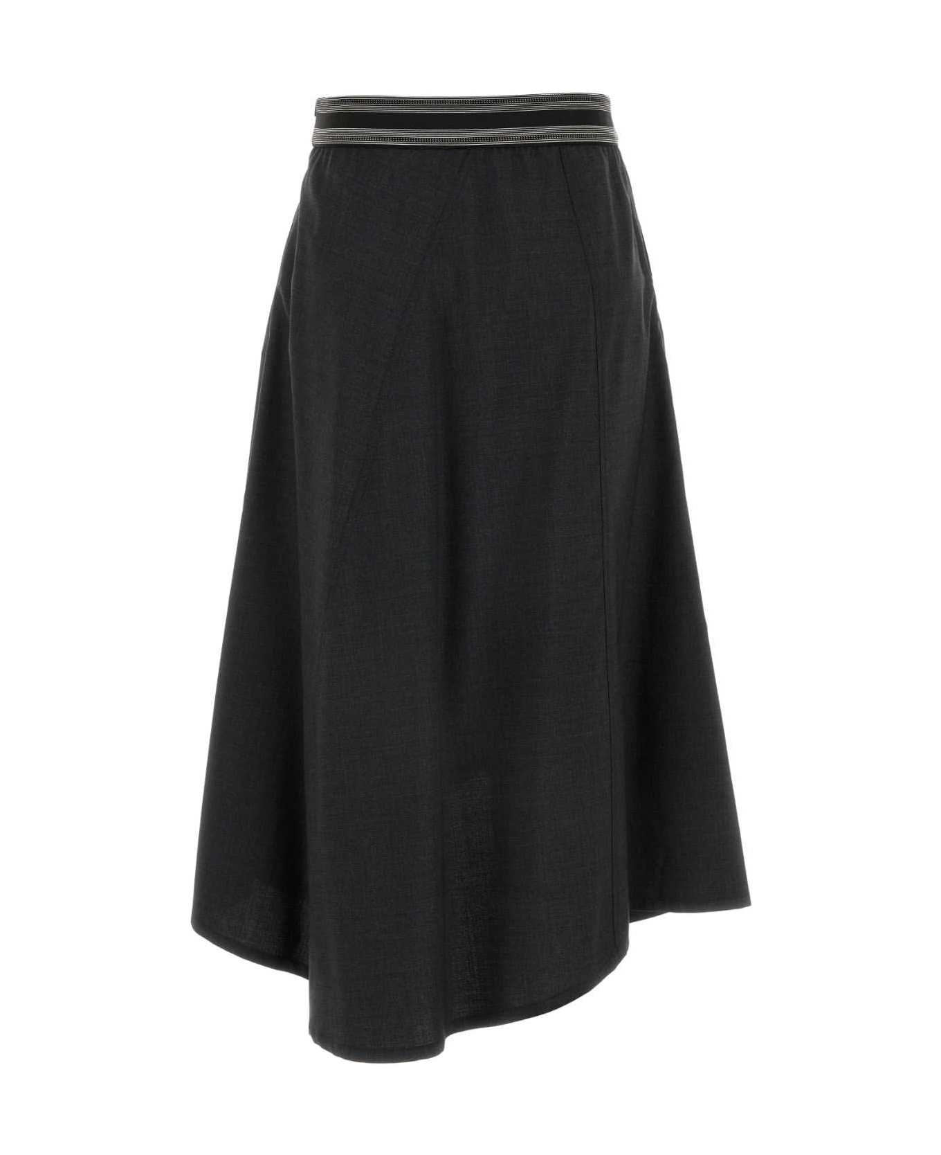 Loewe Charcoal Wool Skirt - ANTHRACITEMELANGE