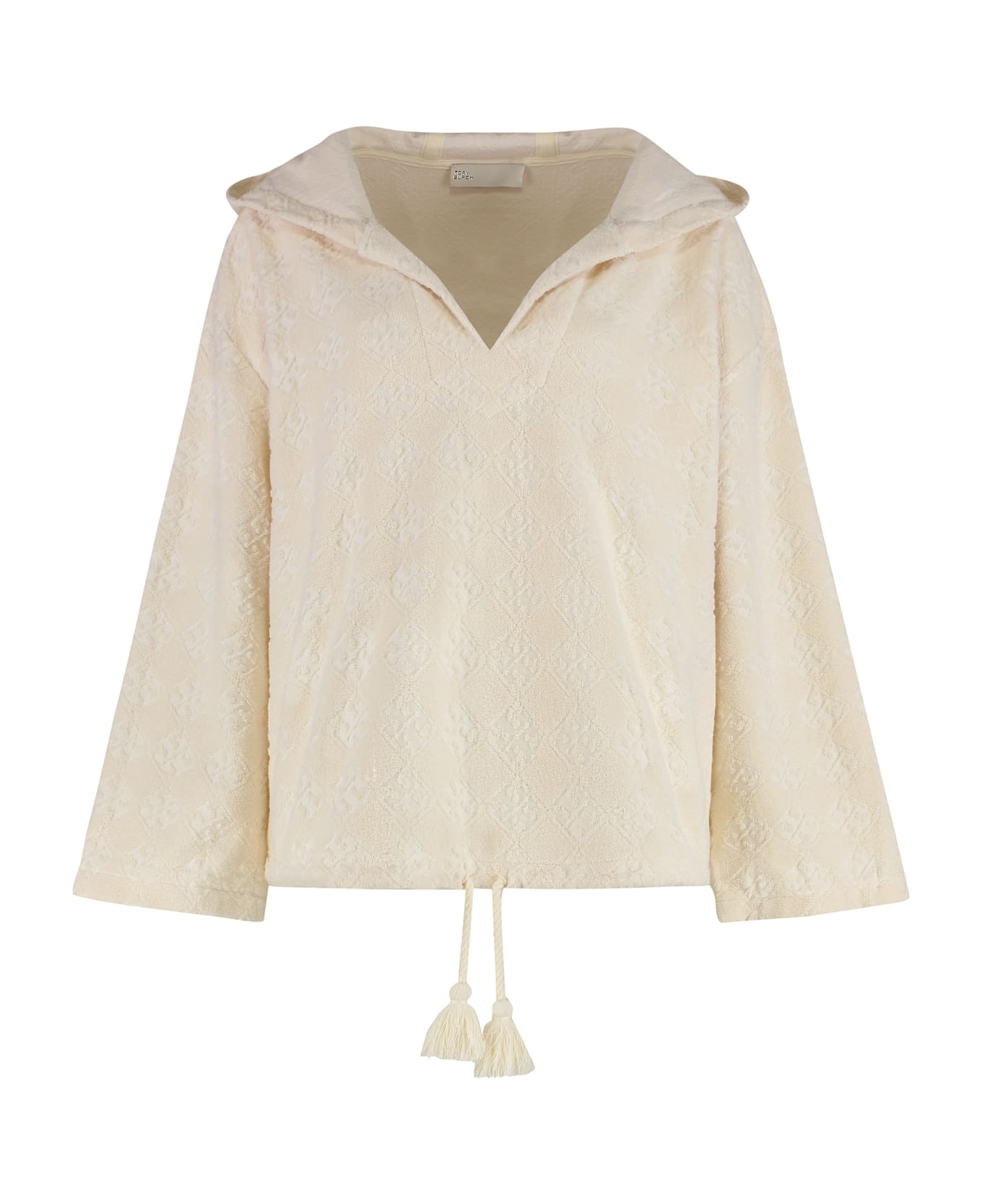 Tory Burch Terry Hooded Sweatshirt - Ivory