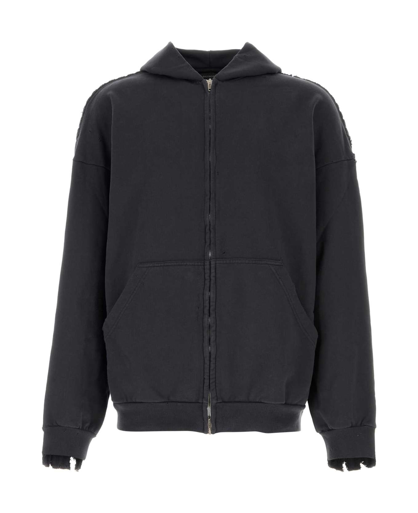 Balenciaga Charcoal Cotton Oversize Sweatshirt - BLACKNAVY