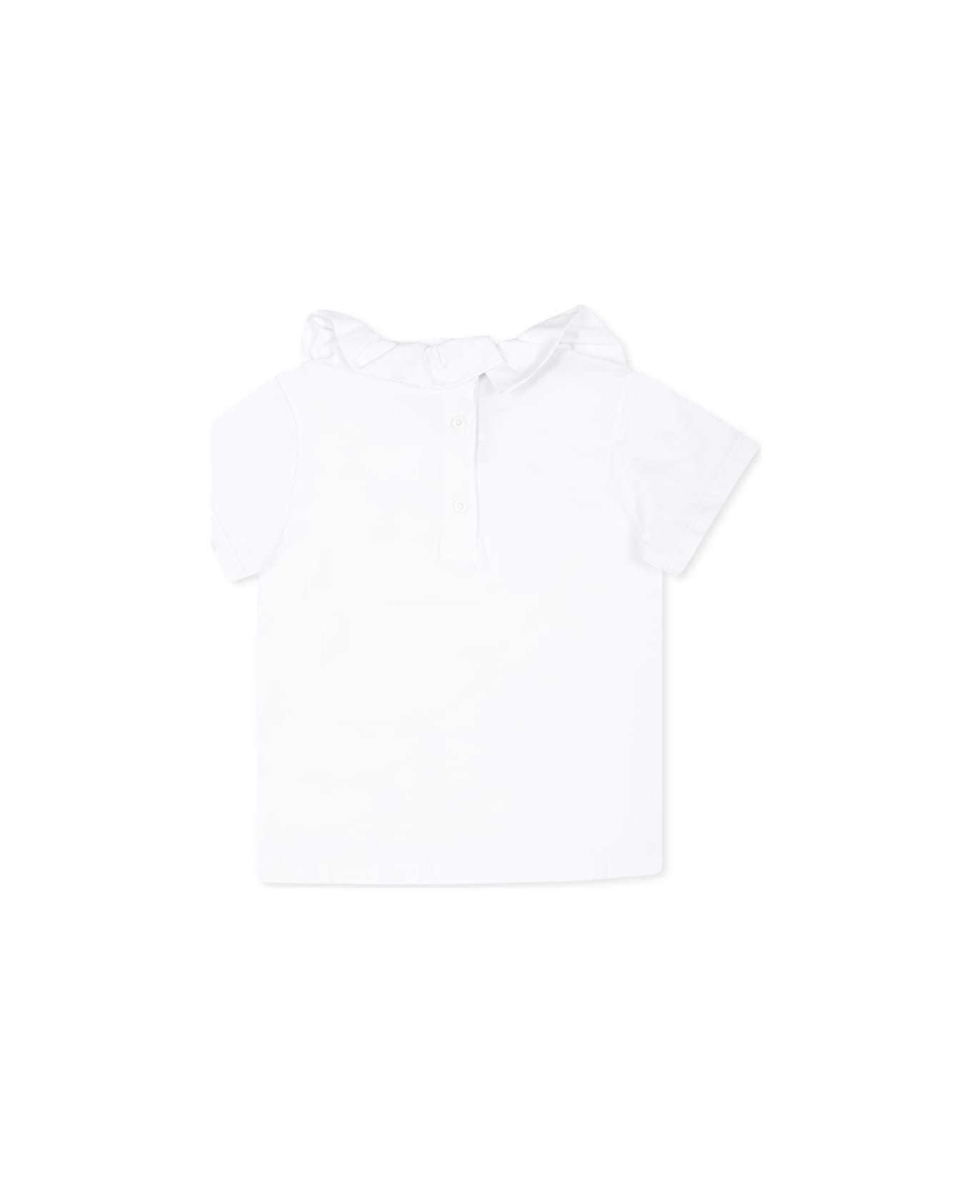 Balmain White T-shirt For Baby Girl With Logo - White